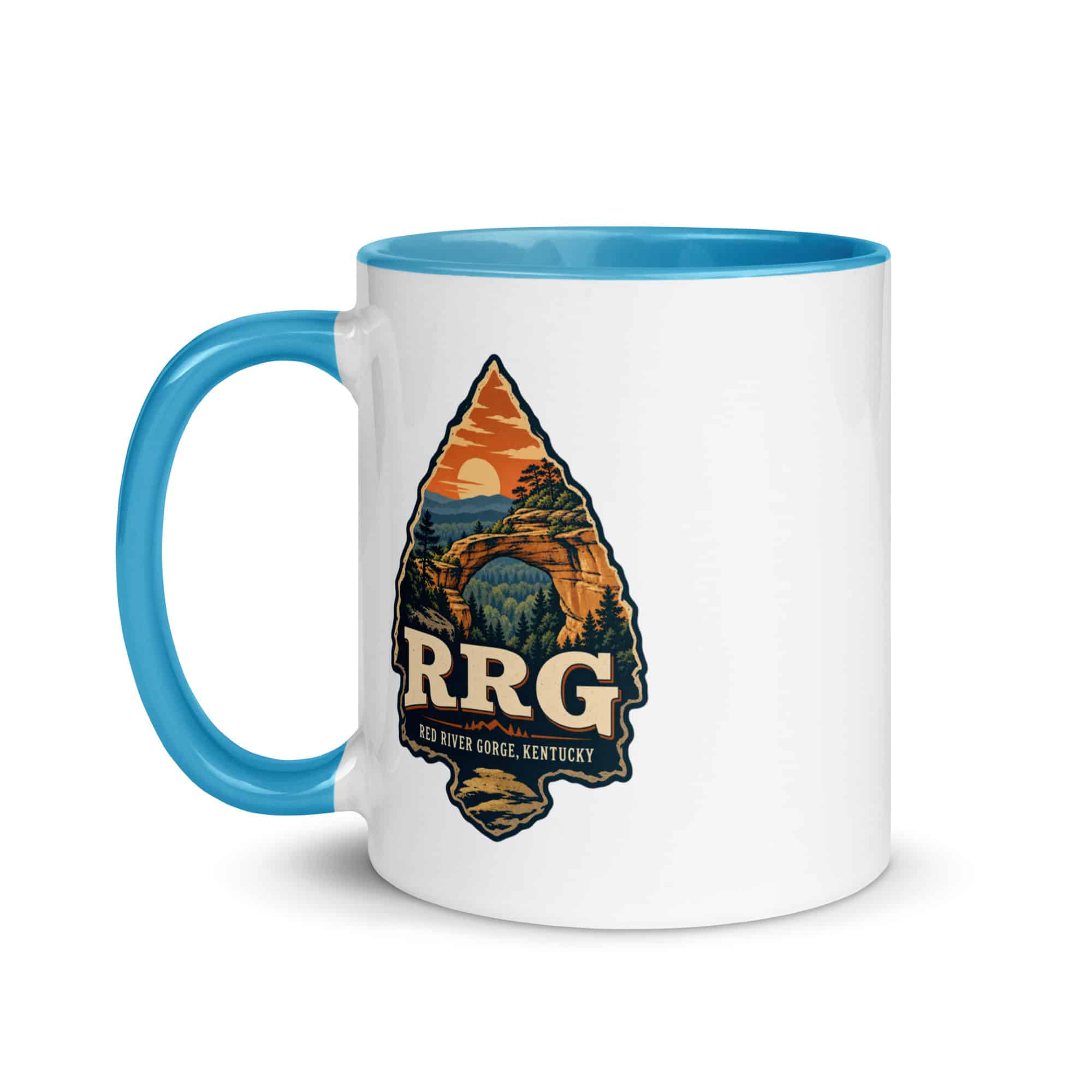 Red River Gorge Color Inside Coffee Mug: RRG, Scenic Shield Badge
