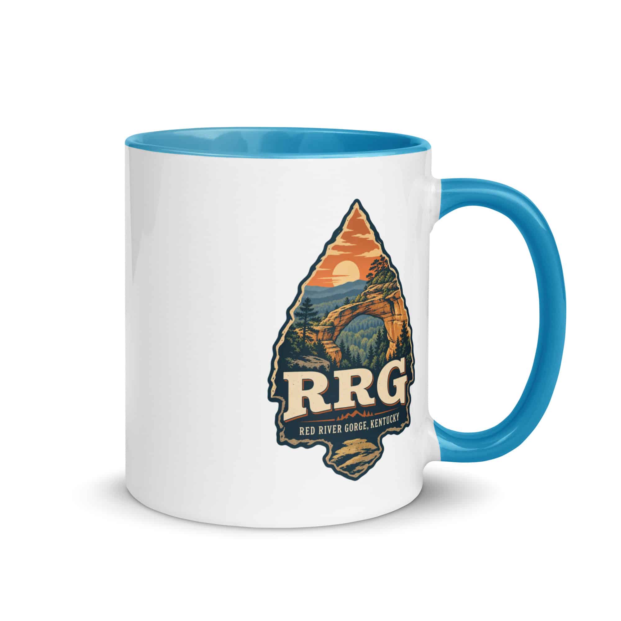 Red River Gorge Color Inside Coffee Mug: RRG, Scenic Shield Badge