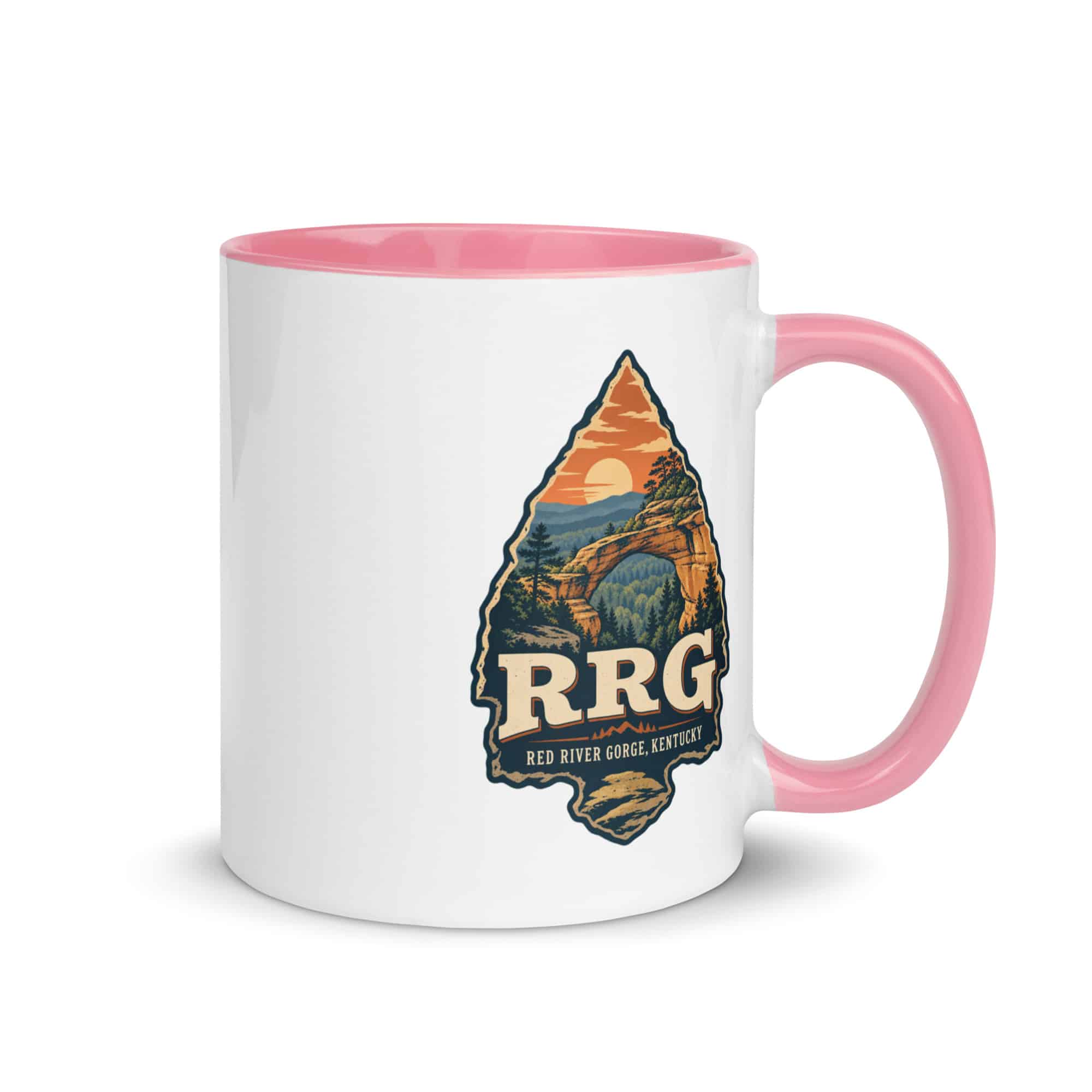 Red River Gorge Color Inside Coffee Mug: RRG, Scenic Shield Badge