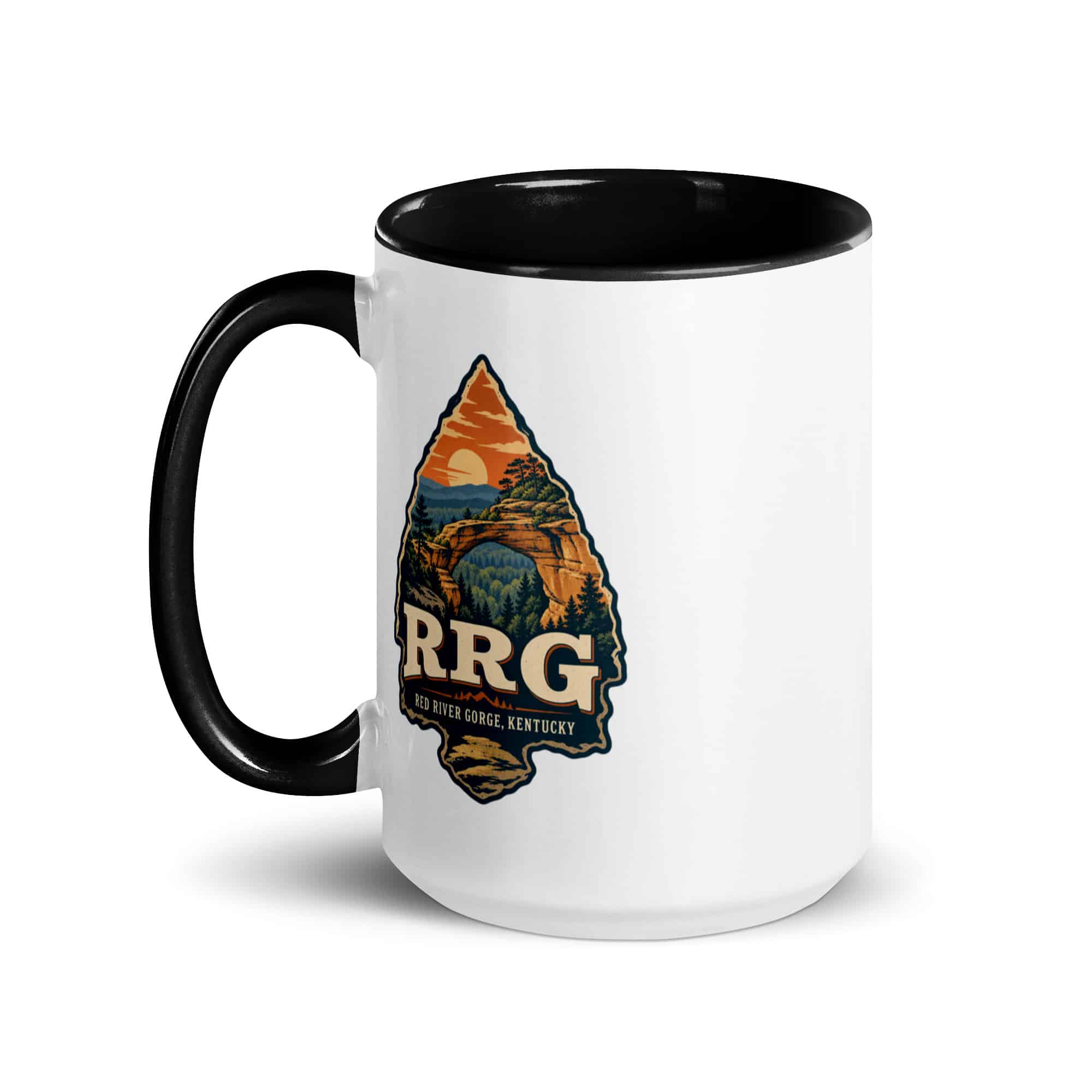 Red River Gorge Color Inside Coffee Mug: RRG, Scenic Shield Badge