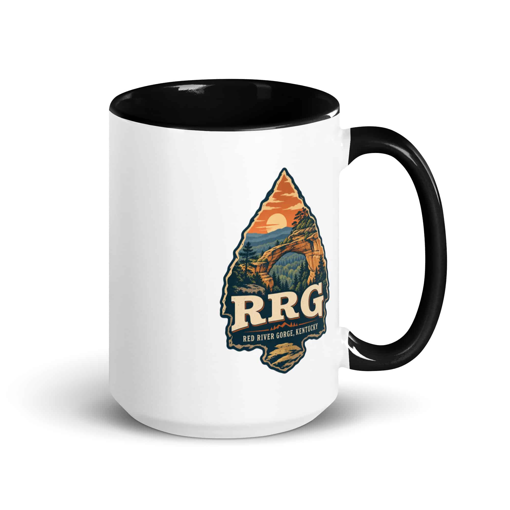Red River Gorge Color Inside Coffee Mug: RRG, Scenic Shield Badge