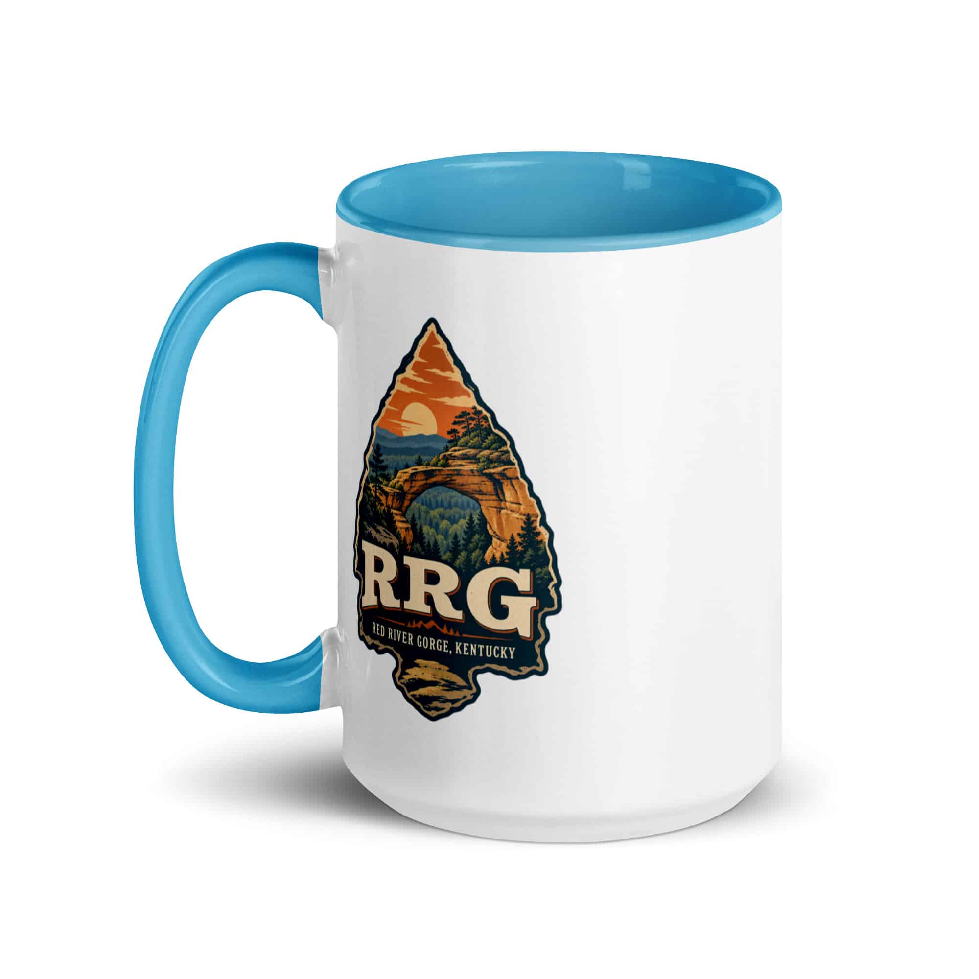 Red River Gorge Color Inside Coffee Mug: RRG, Scenic Shield Badge