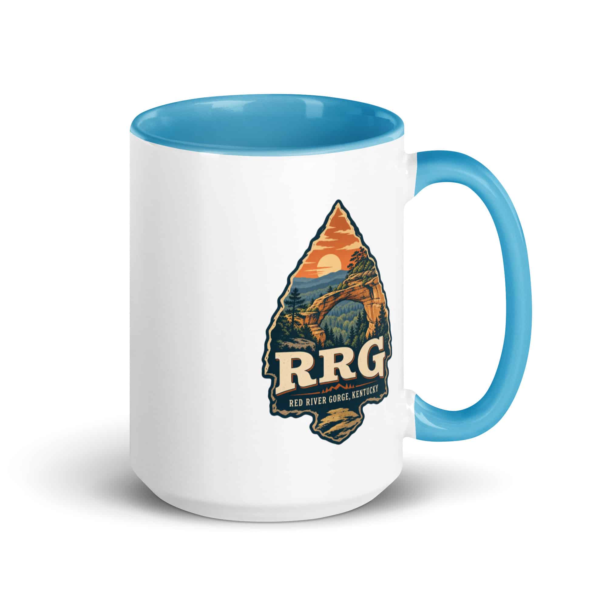 Red River Gorge Color Inside Coffee Mug: RRG, Scenic Shield Badge