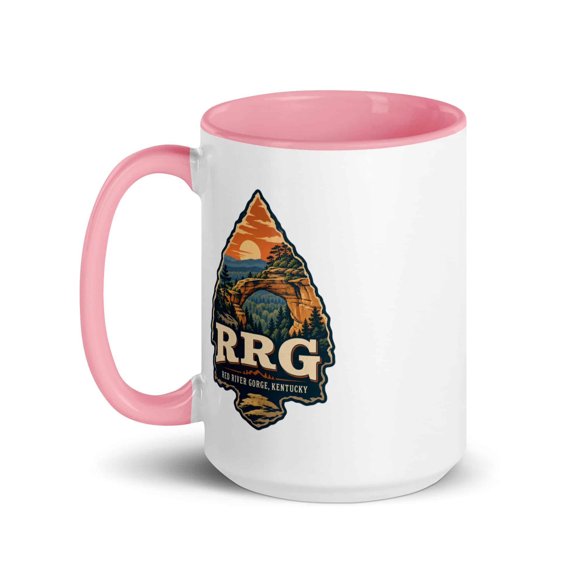 Red River Gorge Color Inside Coffee Mug: RRG, Scenic Shield Badge