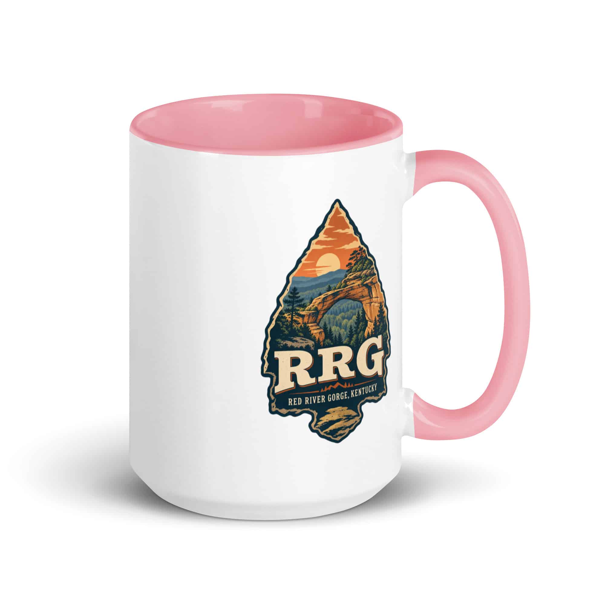 Red River Gorge Color Inside Coffee Mug: RRG, Scenic Shield Badge