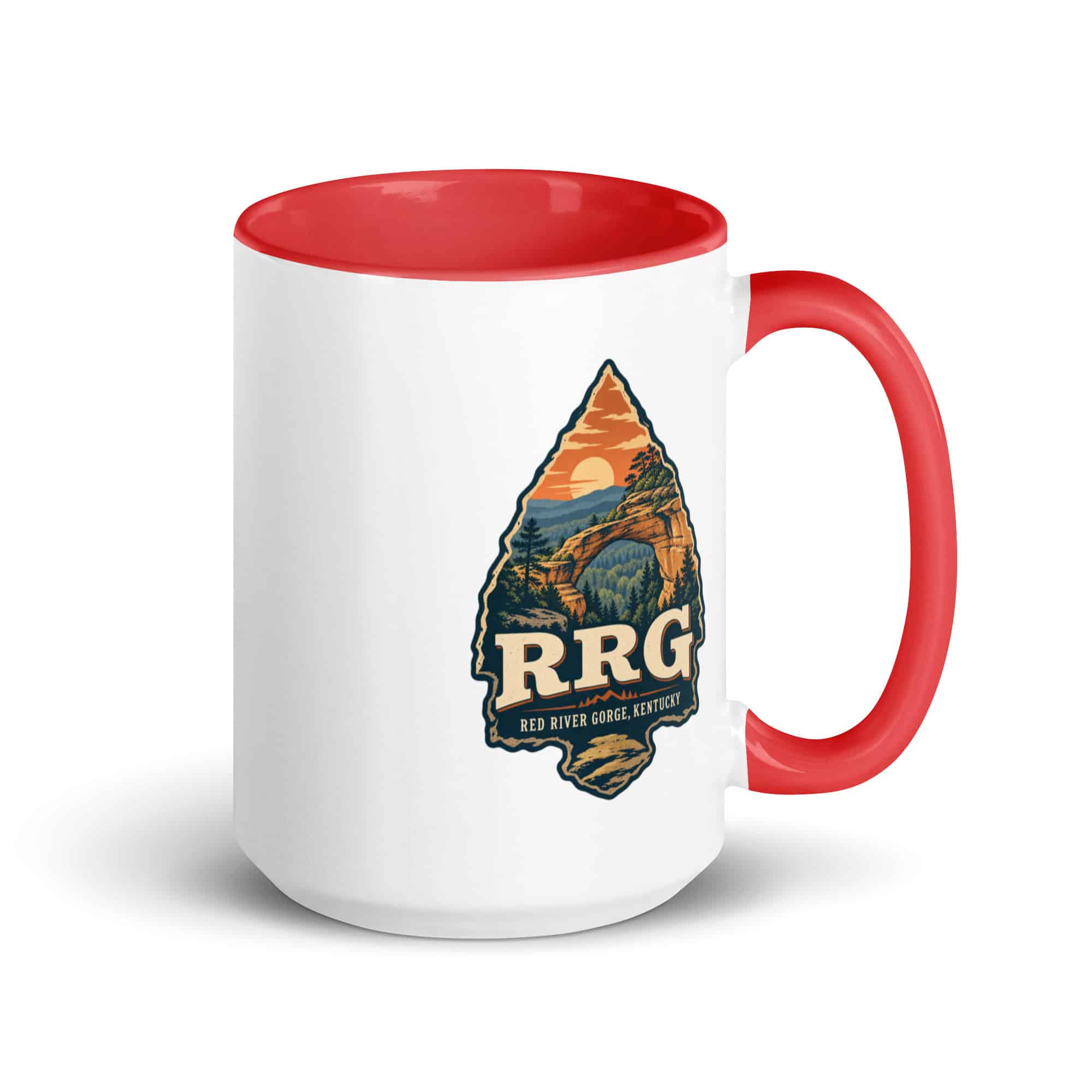Red River Gorge Color Inside Coffee Mug: RRG, Scenic Shield Badge