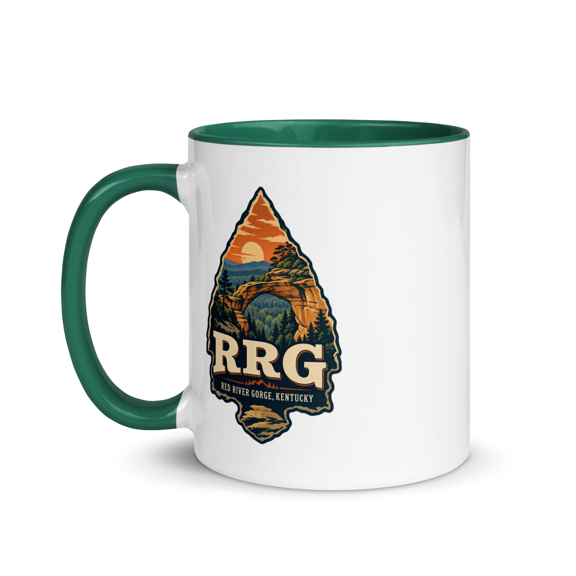 Red River Gorge Color Inside Coffee Mug: RRG, Scenic Shield Badge