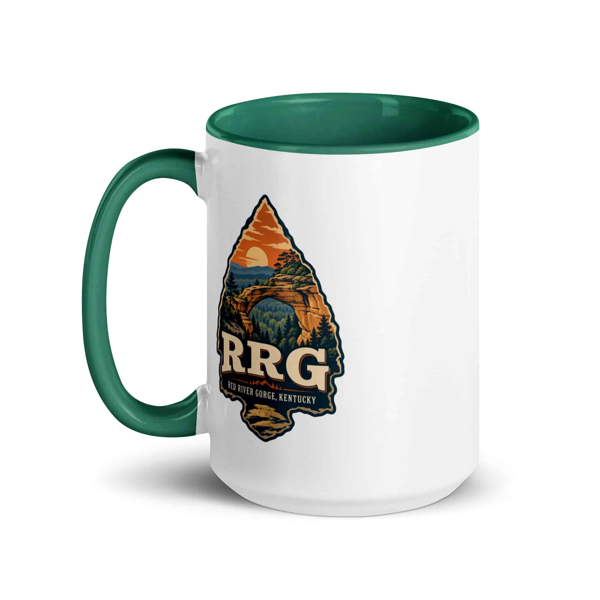 Red River Gorge Color Inside Coffee Mug: RRG, Scenic Shield Badge