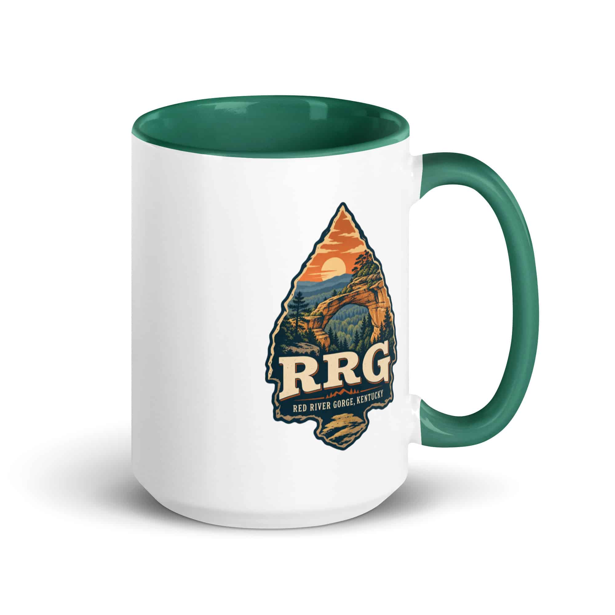 Red River Gorge Color Inside Coffee Mug: RRG, Scenic Shield Badge