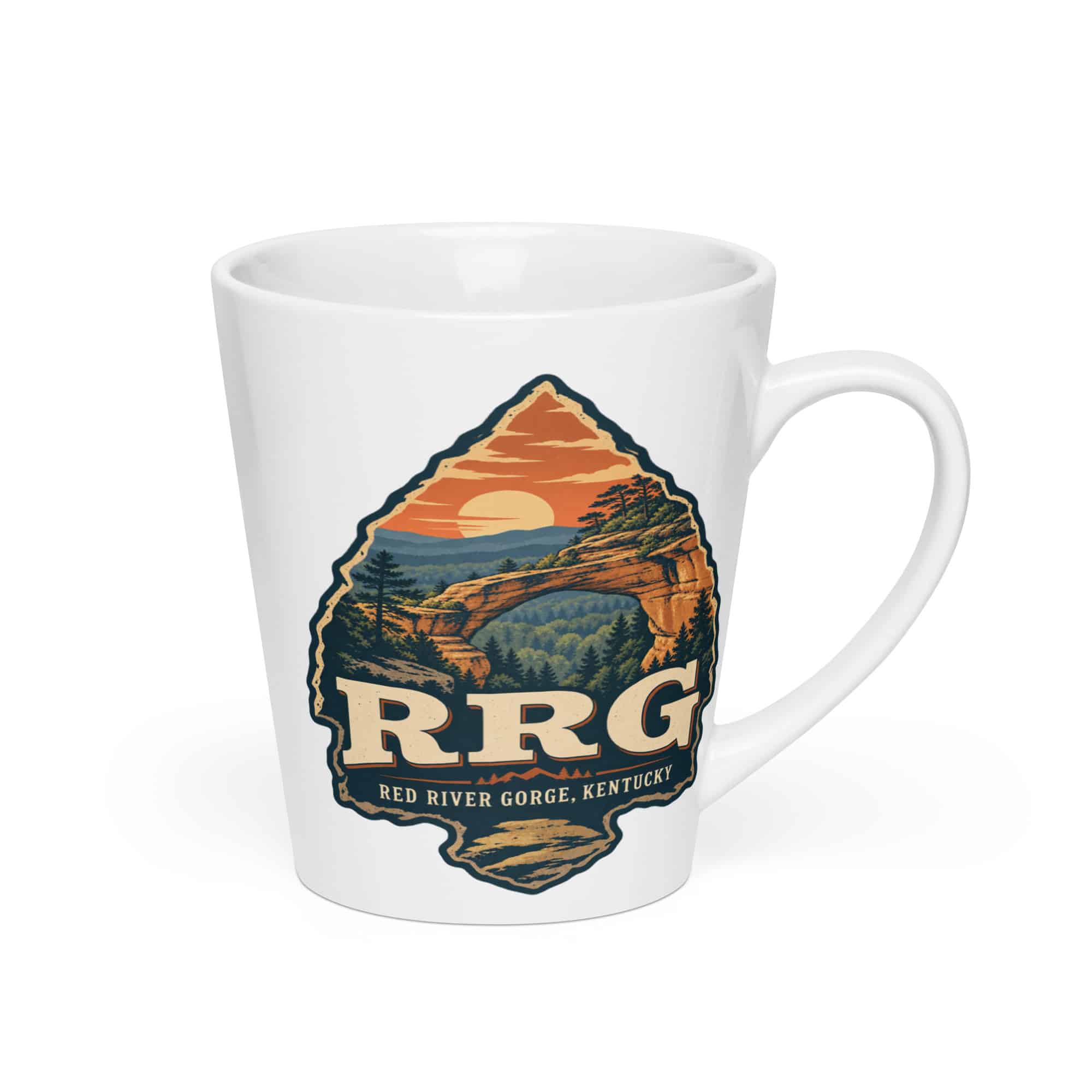 Red River Gorge Latte Mug: RRG, Scenic Shield Badge