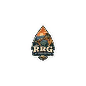 Red River Gorge Vinyl Sticker: RRG, Scenic Shield Badge - 3″×3″ - Main