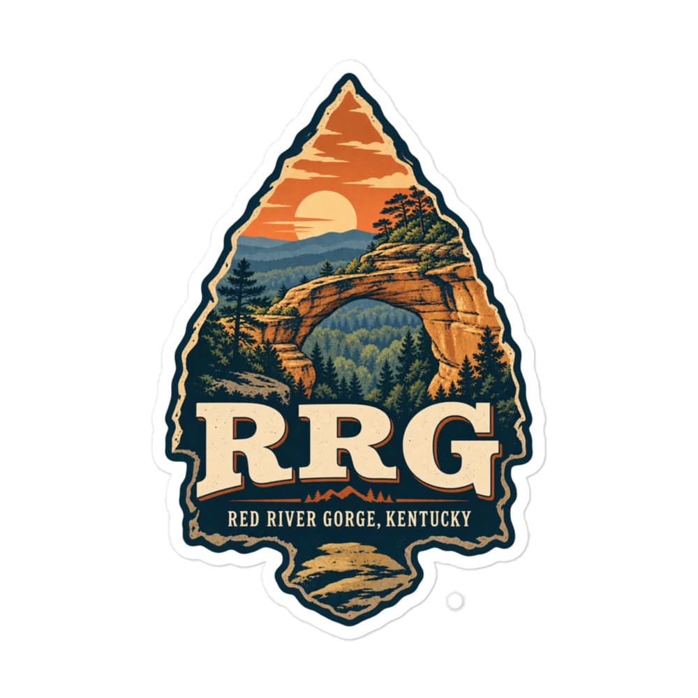 Red River Gorge Vinyl Sticker: RRG, Scenic Shield Badge