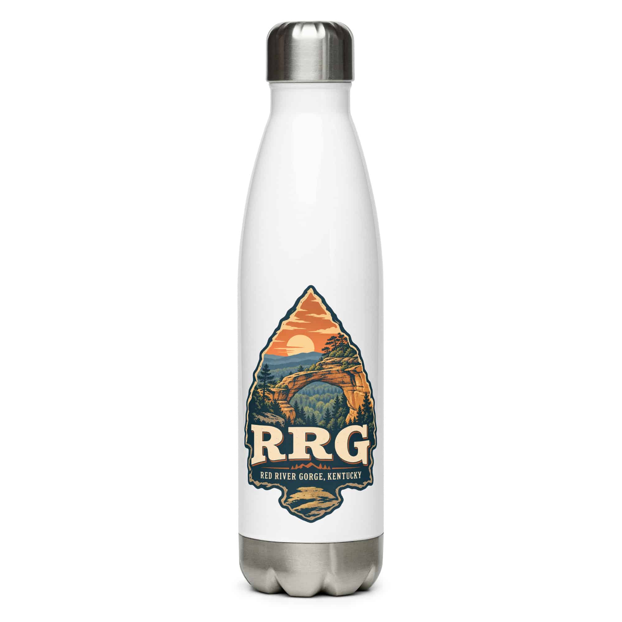Red River Gorge Stainless Steel Water Bottle: RRG, Scenic Shield Badge