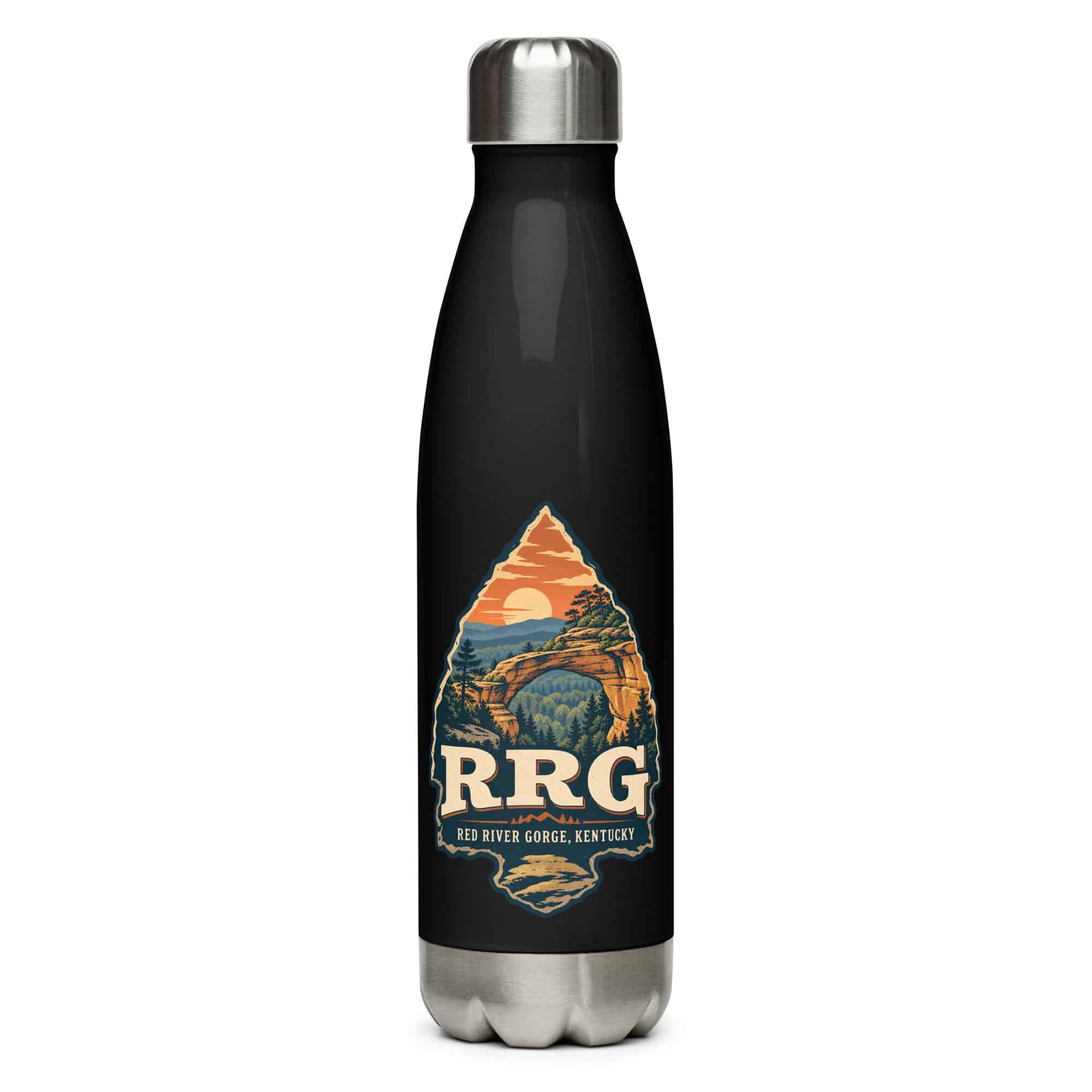Red River Gorge Stainless Steel Water Bottle: RRG, Scenic Shield Badge