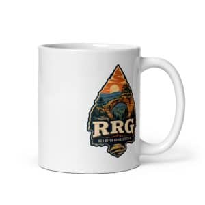 Red River Gorge White Ceramic Coffee Mug: RRG, Scenic Shield Badge - 11 oz - Main