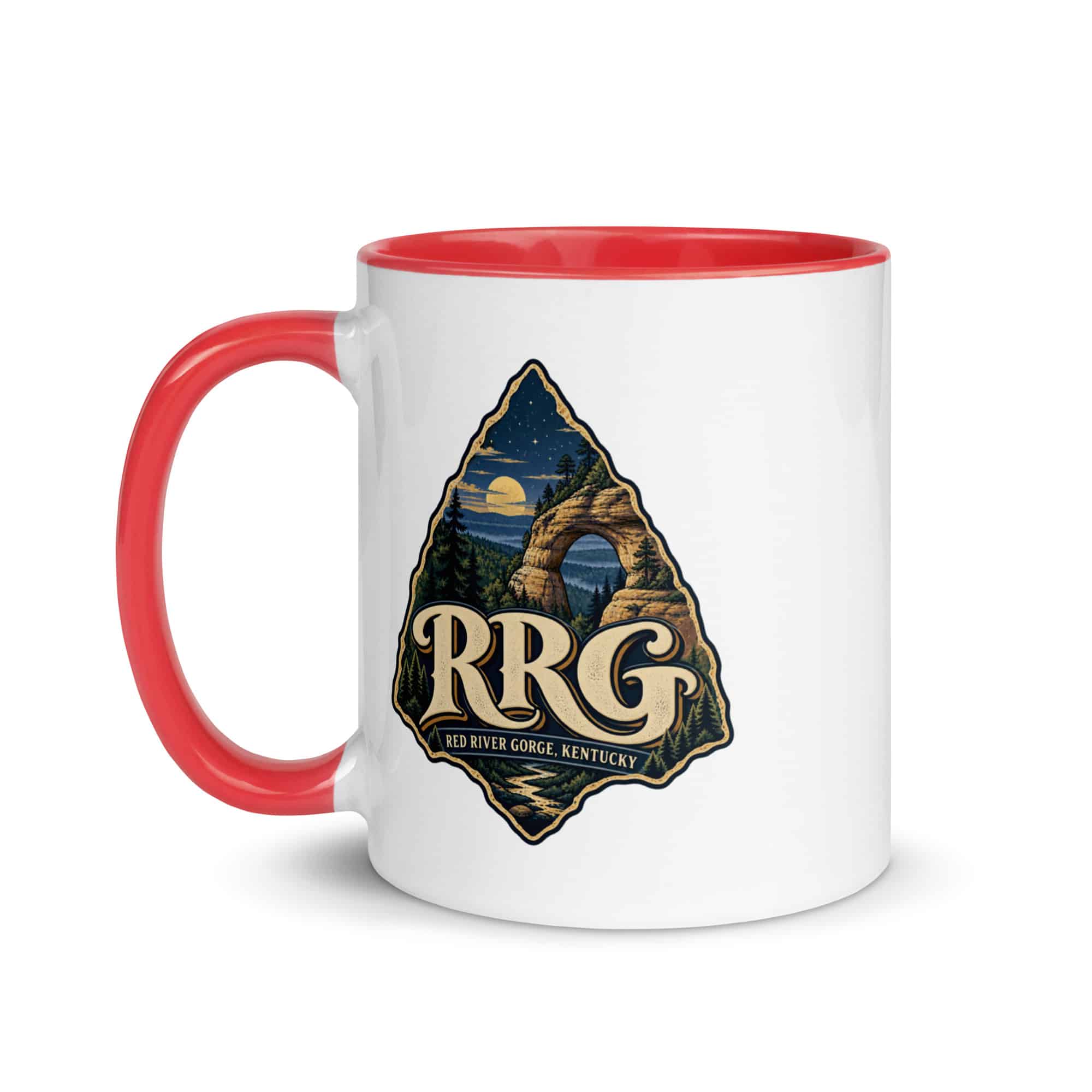 Red River Gorge Color Inside Coffee Mug: RRG, Woodland Scenic Lettering