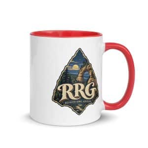 Red River Gorge Color Inside Coffee Mug: RRG, Woodland Scenic Lettering - 11 oz - Main