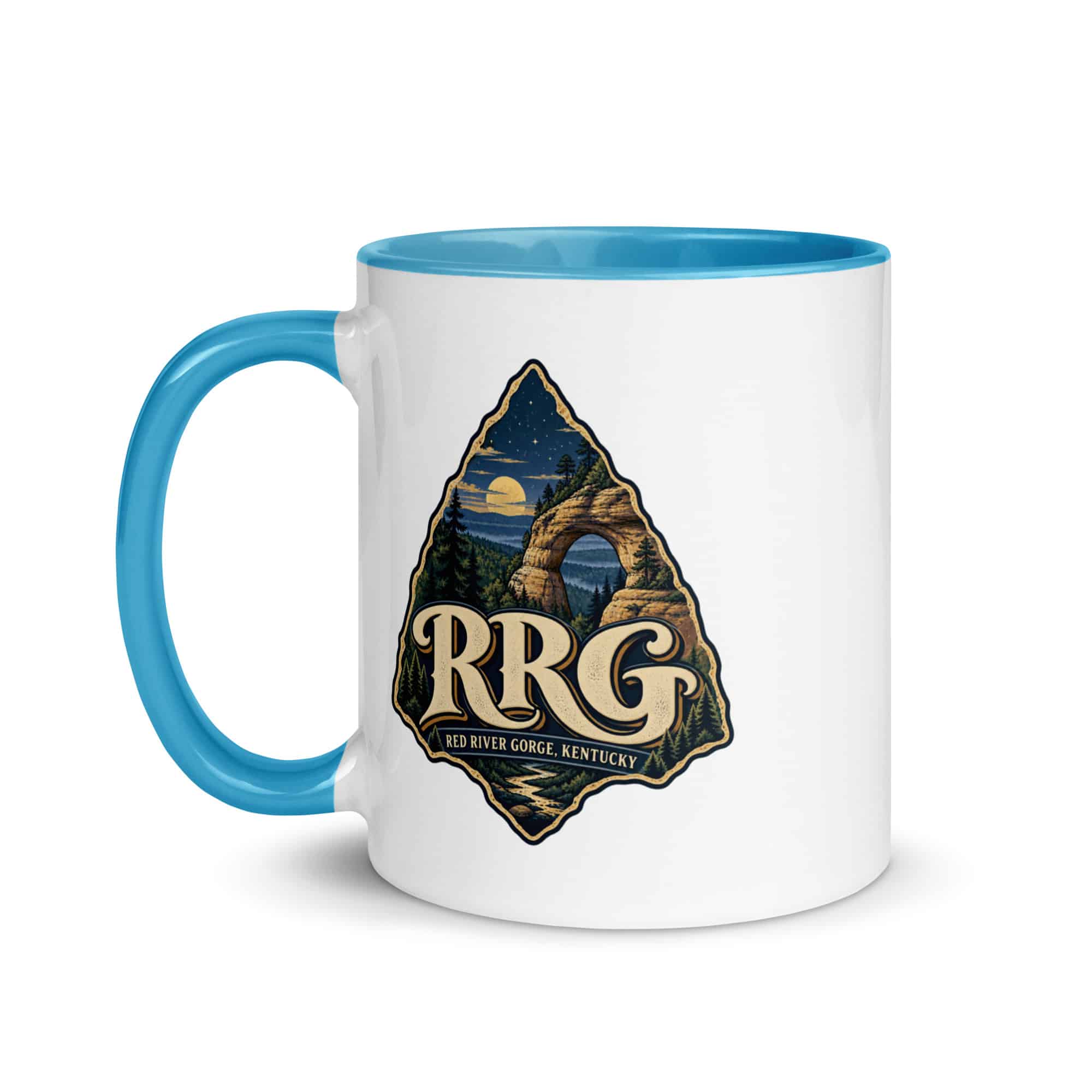 Red River Gorge Color Inside Coffee Mug: RRG, Woodland Scenic Lettering
