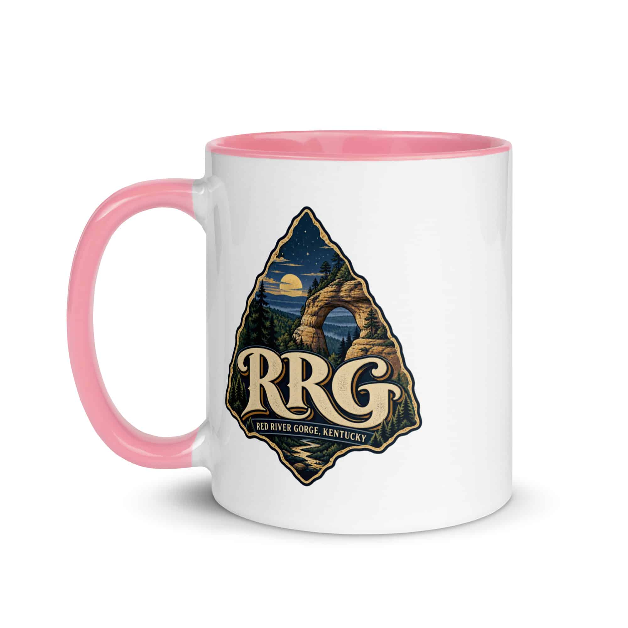 Red River Gorge Color Inside Coffee Mug: RRG, Woodland Scenic Lettering