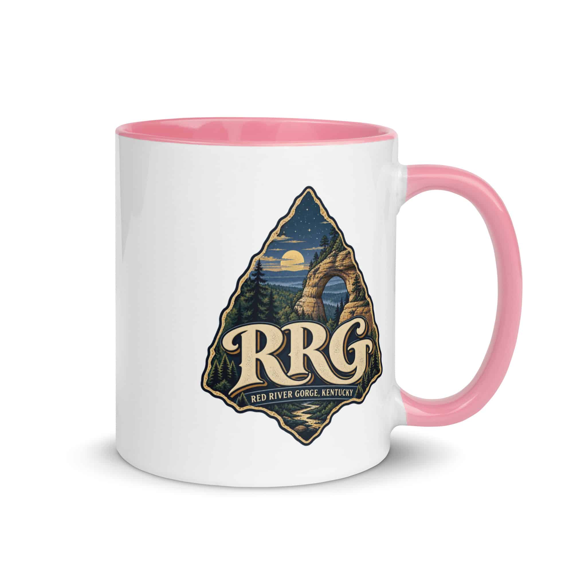 Red River Gorge Color Inside Coffee Mug: RRG, Woodland Scenic Lettering