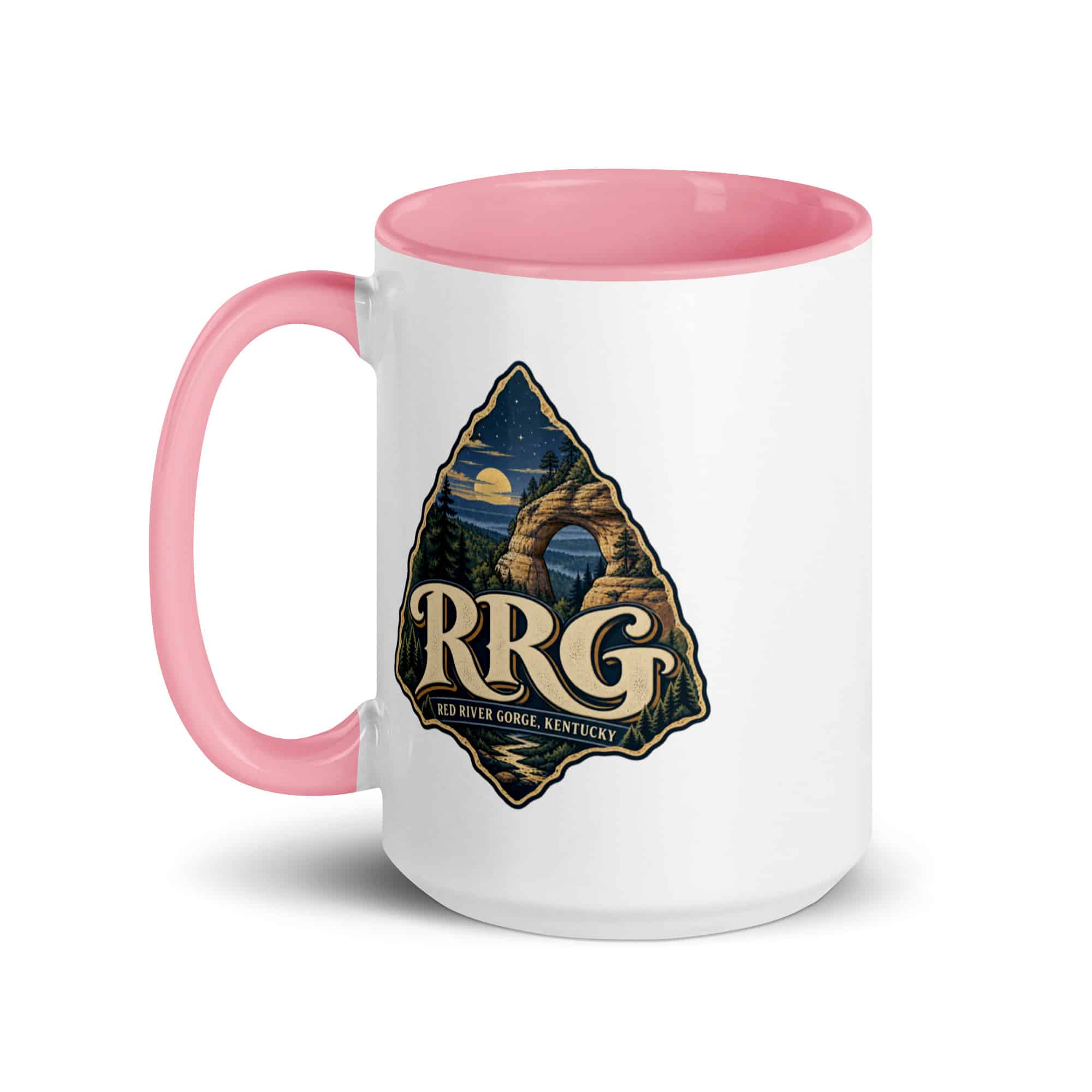 Red River Gorge Color Inside Coffee Mug: RRG, Woodland Scenic Lettering