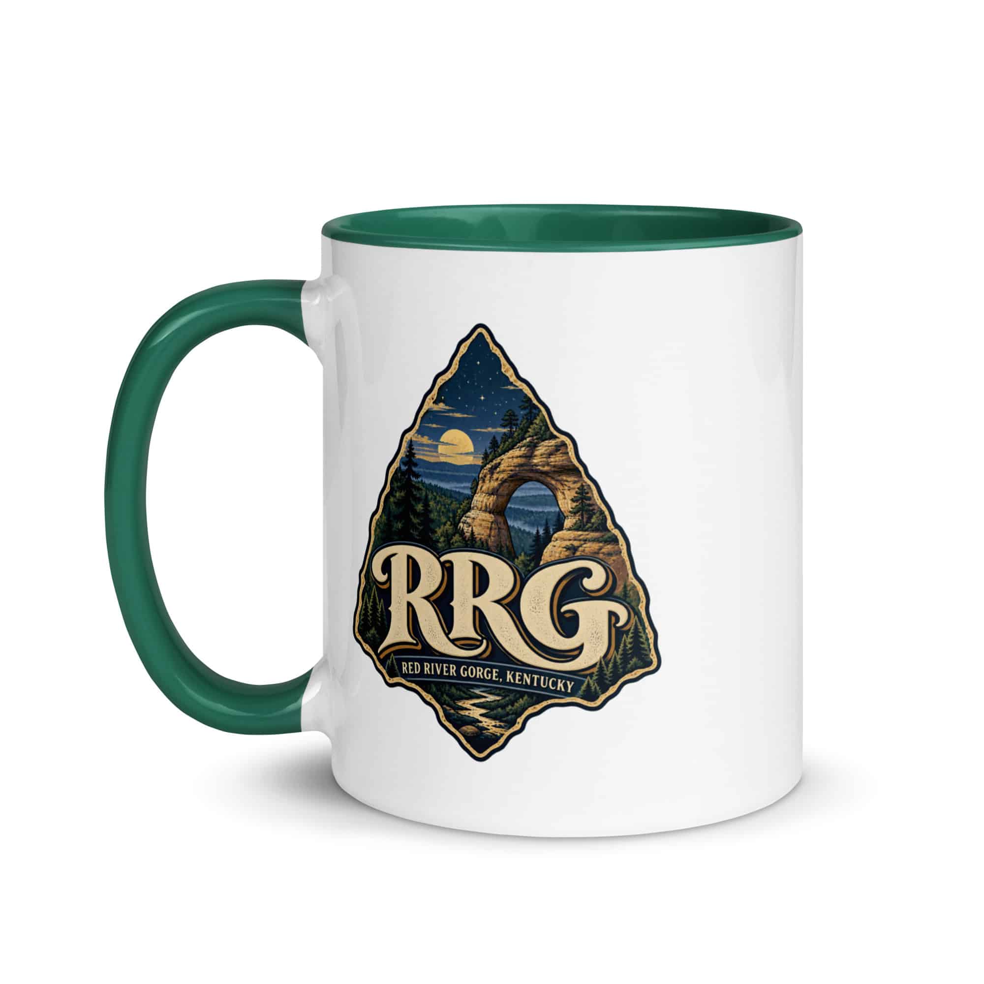 Red River Gorge Color Inside Coffee Mug: RRG, Woodland Scenic Lettering