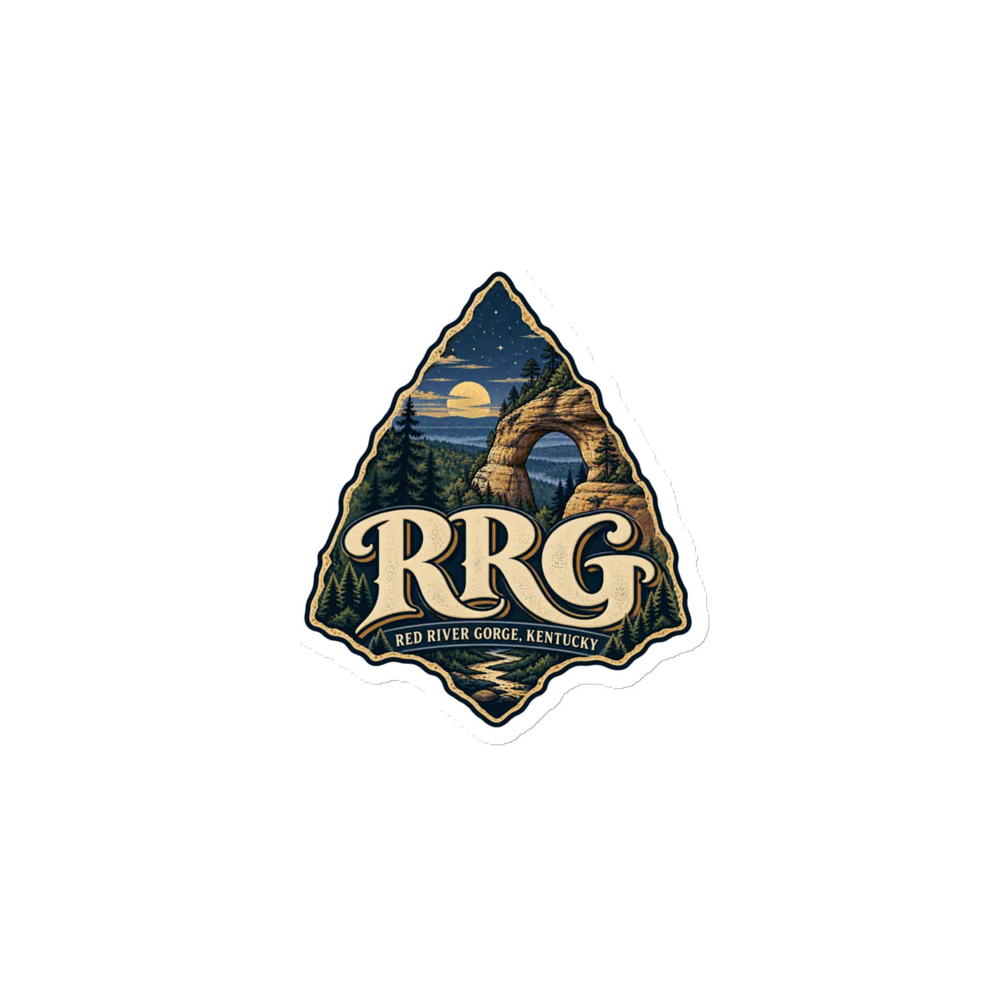 Red River Gorge Die-Cut Magnet: RRG, Woodland Scenic Lettering