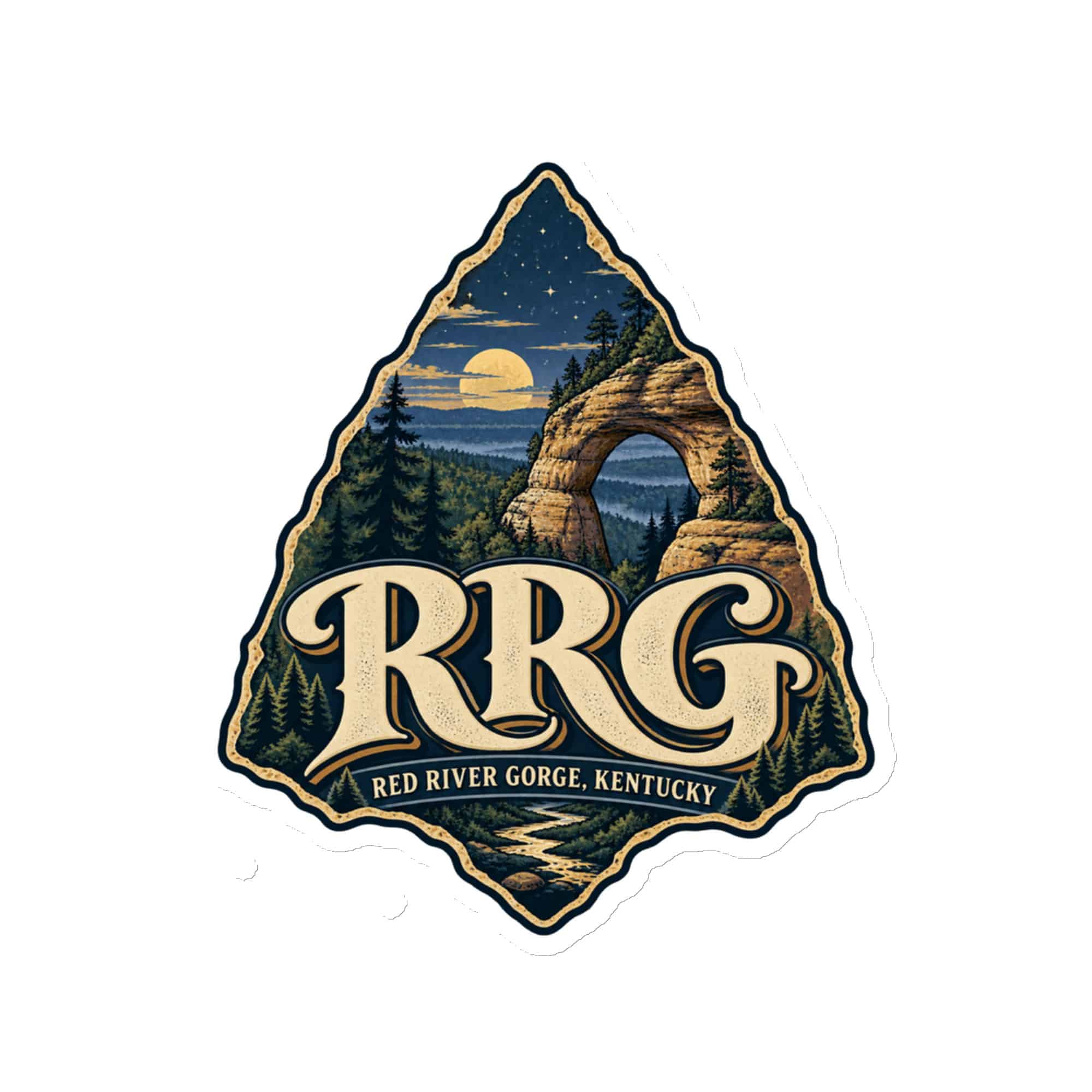 Red River Gorge Die-Cut Magnet: RRG, Woodland Scenic Lettering