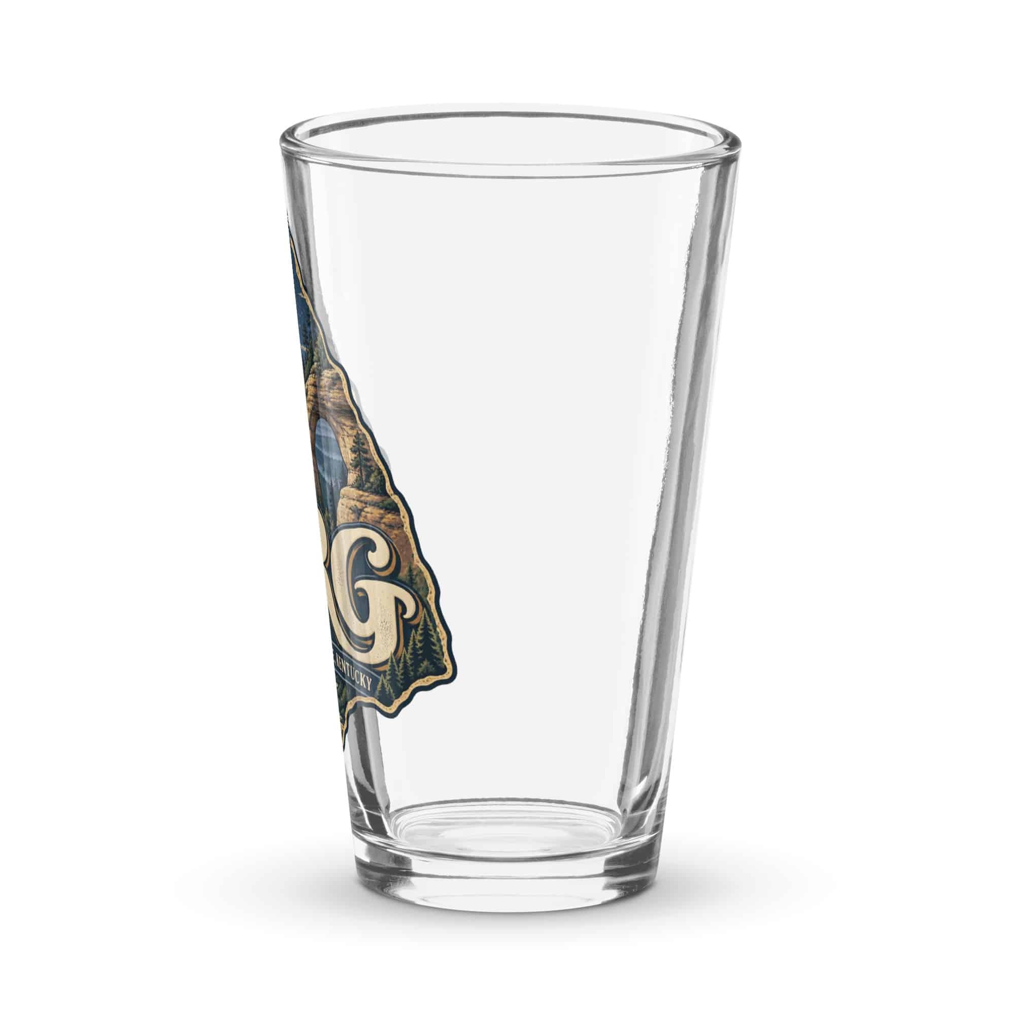 Red River Gorge Pint Glass: RRG, Woodland Scenic Lettering