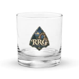 Red River Gorge Rocks Glass: RRG, Woodland Scenic Lettering - 10.5 oz - Main