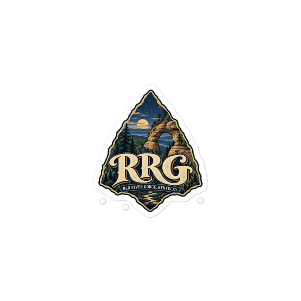 Red River Gorge Vinyl Sticker: RRG, Woodland Scenic Lettering