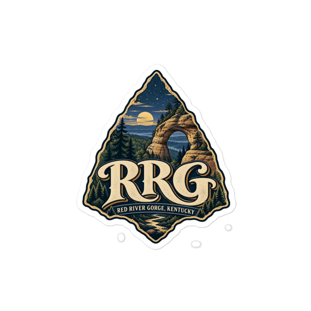 Red River Gorge Vinyl Sticker: RRG, Woodland Scenic Lettering