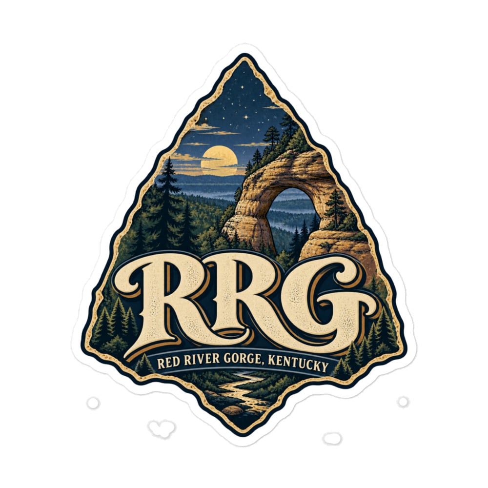 Red River Gorge Vinyl Sticker: RRG, Woodland Scenic Lettering