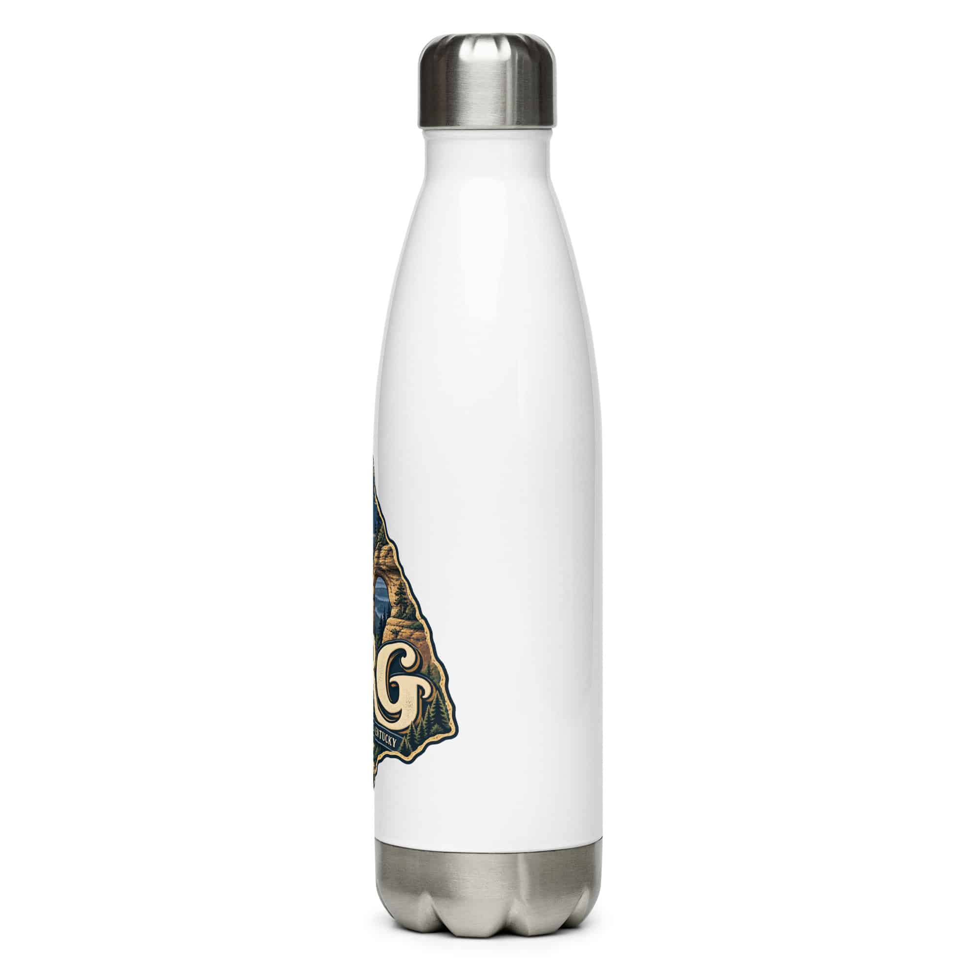 Red River Gorge Stainless Steel Water Bottle: RRG, Woodland Scenic Lettering