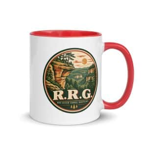 Red River Gorge Color Inside Coffee Mug: R.R.G, Vintage Round Badge - 11 oz - Main
