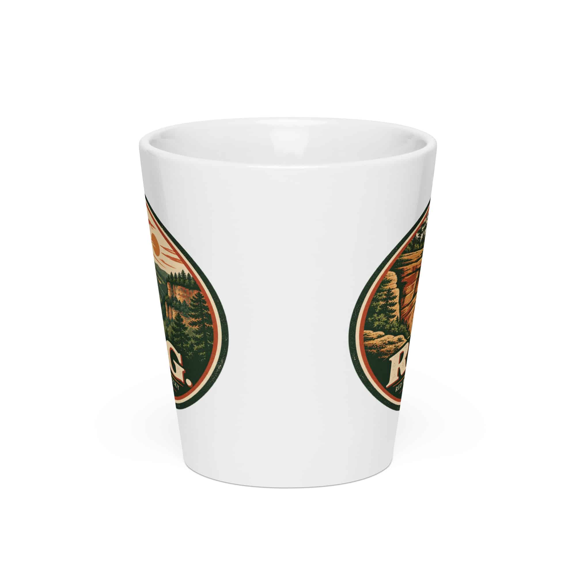 Red River Gorge Latte Mug: R.R.G, Vintage Round Badge