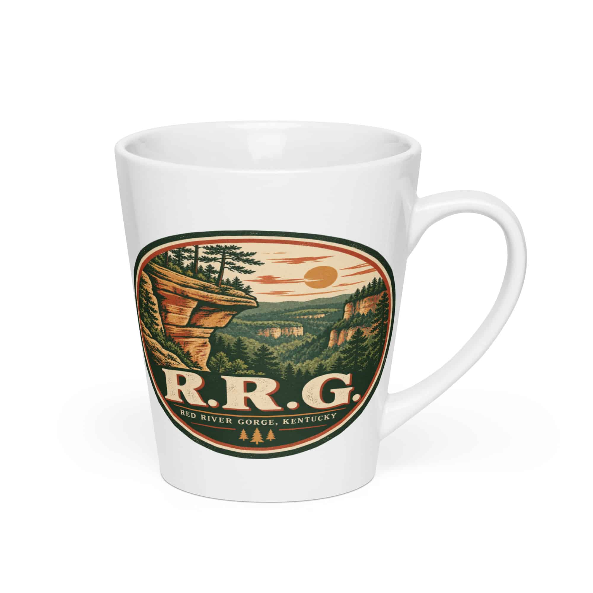 Red River Gorge Latte Mug: R.R.G, Vintage Round Badge