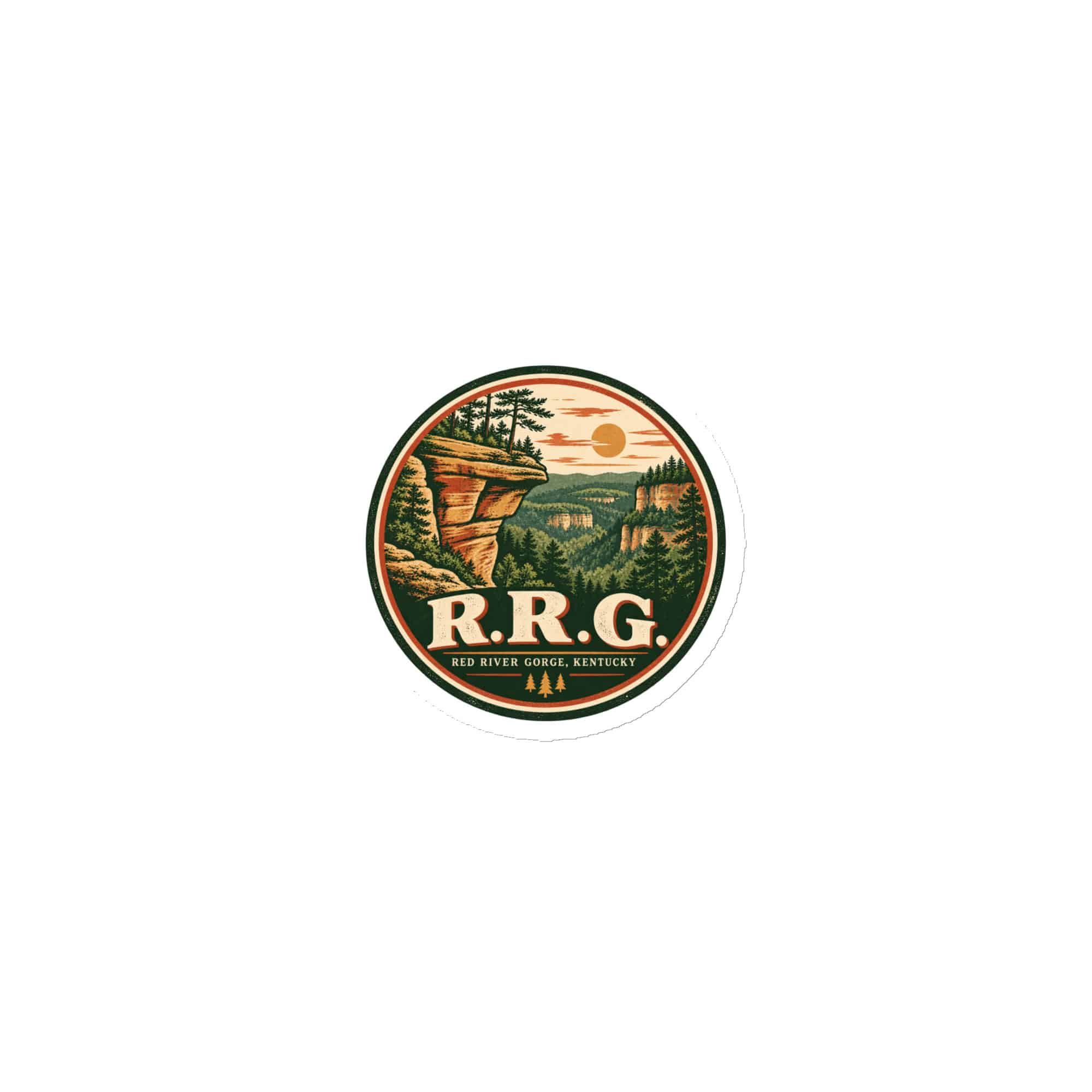 Red River Gorge Die-Cut Magnet: R.R.G, Vintage Round Badge