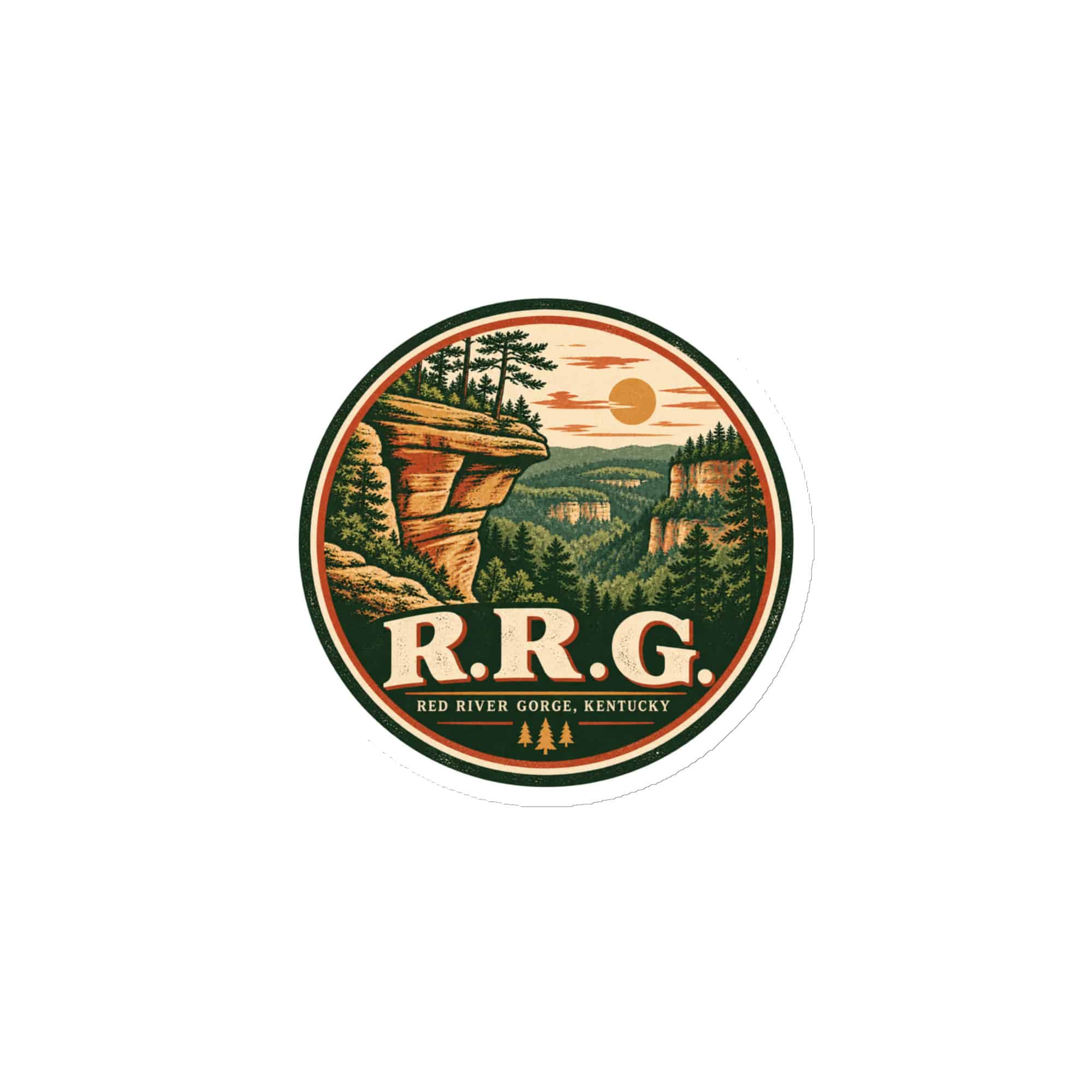 Red River Gorge Die-Cut Magnet: R.R.G, Vintage Round Badge
