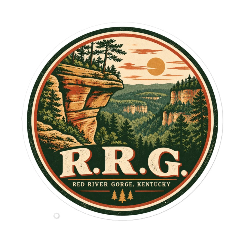 Red River Gorge Vinyl Sticker: R.R.G, Vintage Round Badge
