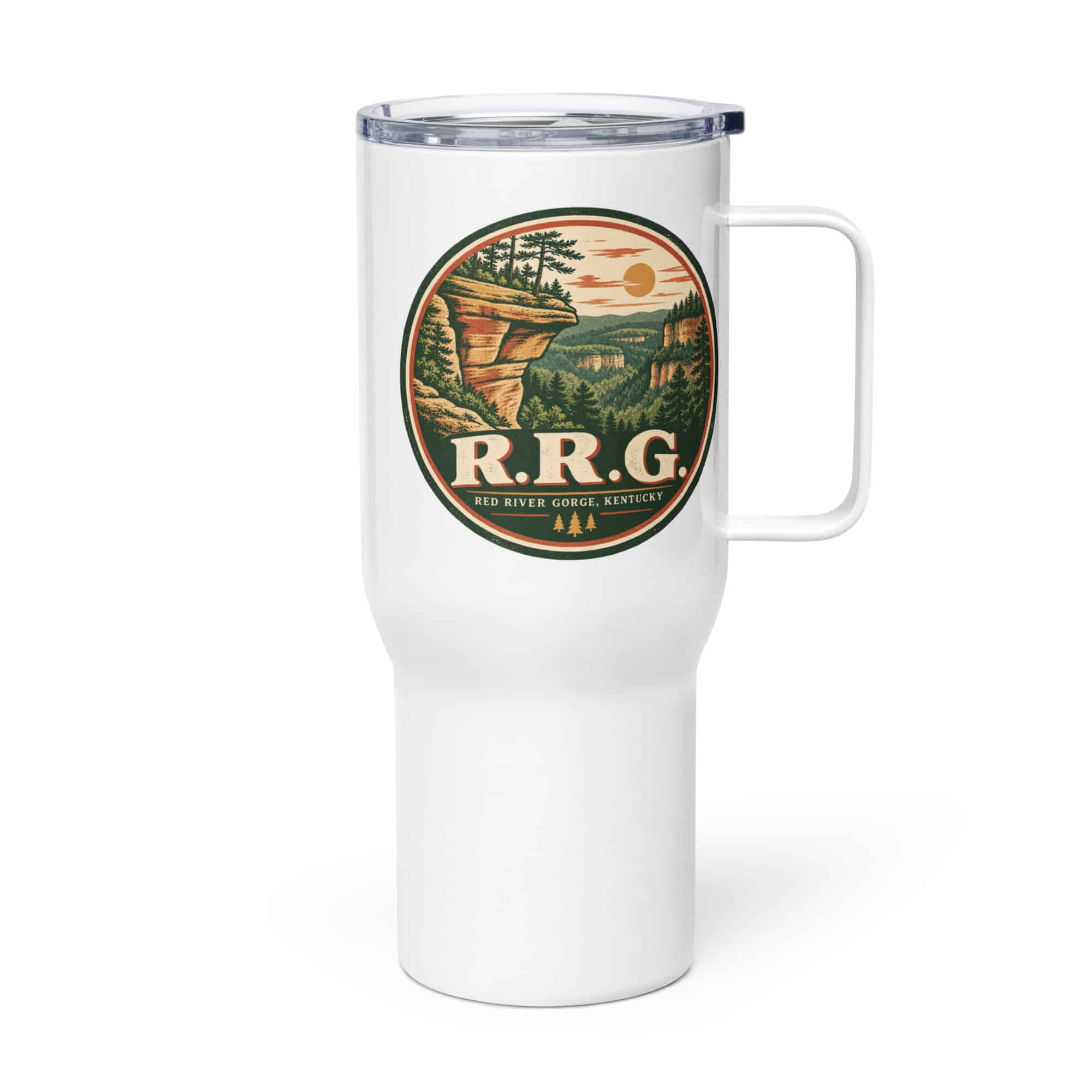 Red River Gorge Travel Mug: R.R.G, Vintage Round Badge