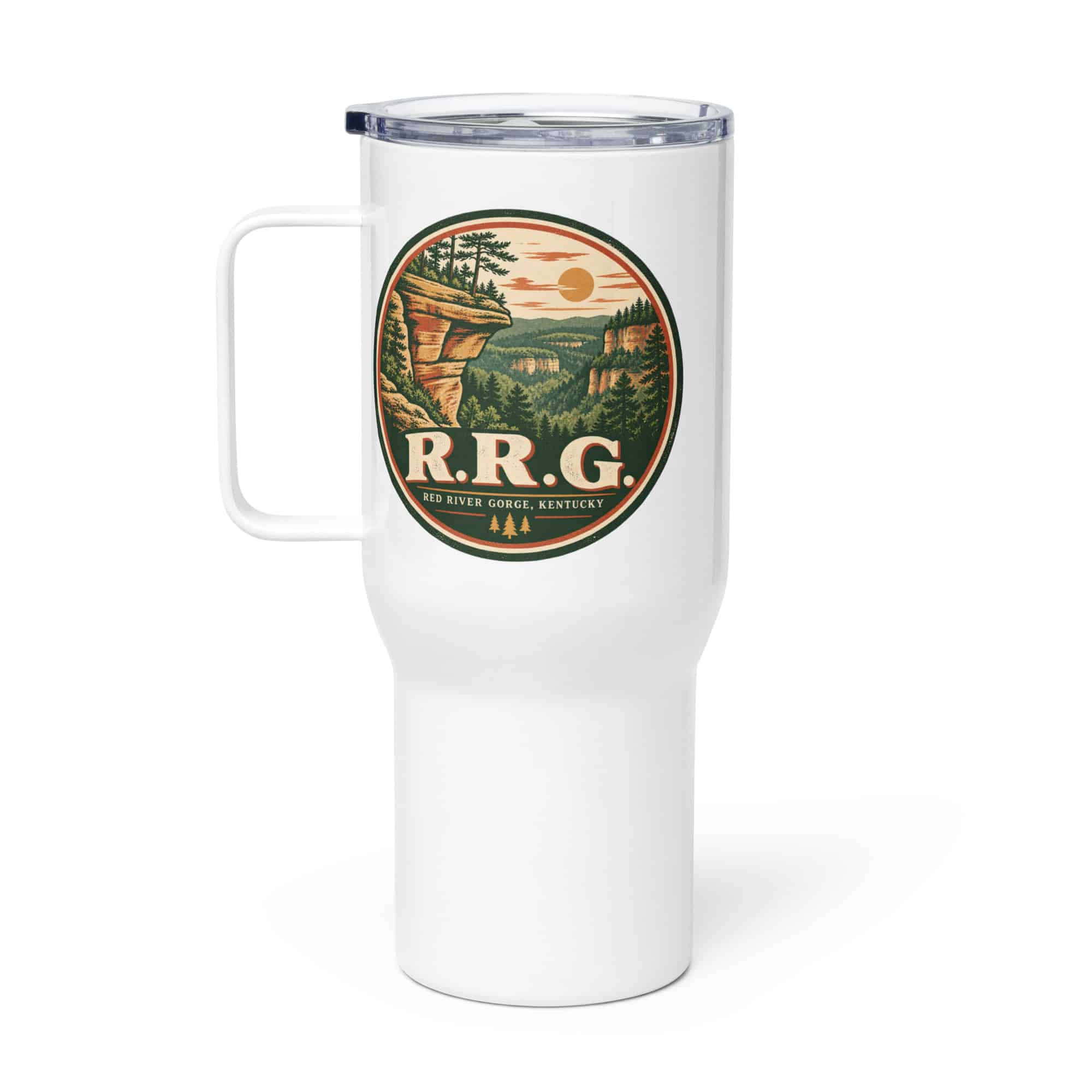 Red River Gorge Travel Mug: R.R.G, Vintage Round Badge