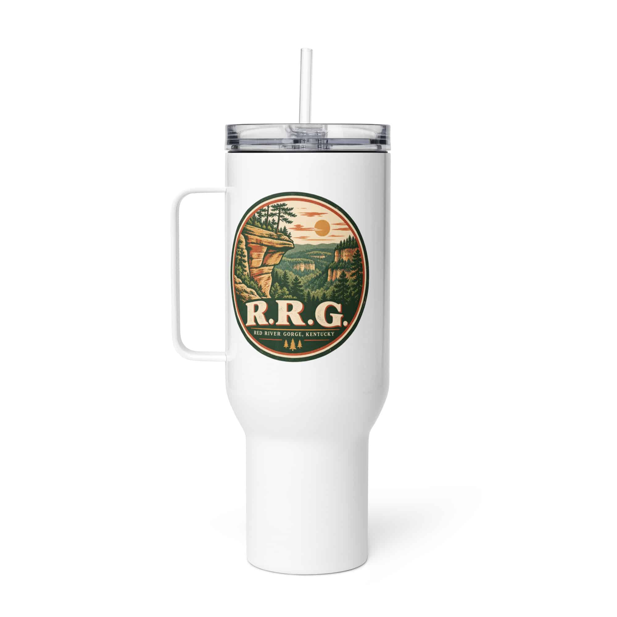 Red River Gorge Travel Mug: R.R.G, Vintage Round Badge