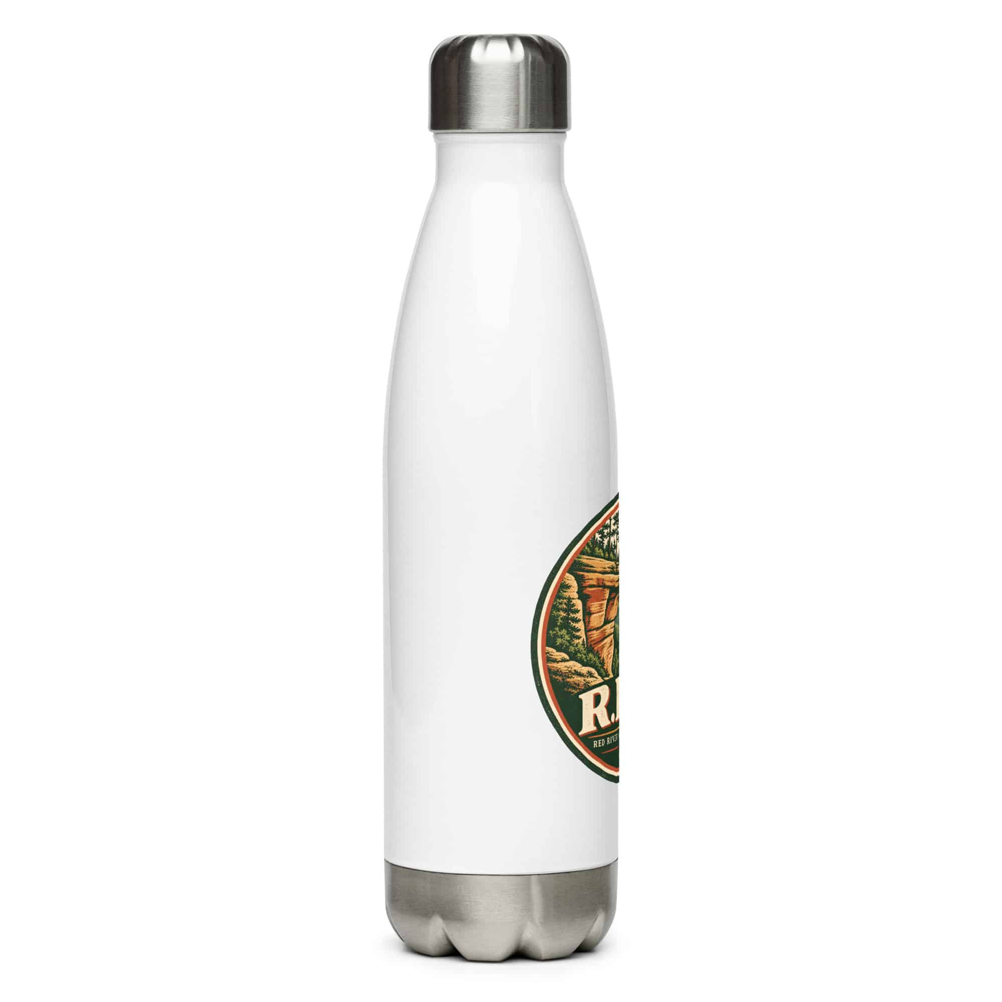Red River Gorge Stainless Steel Water Bottle: R.R.G, Vintage Round Badge