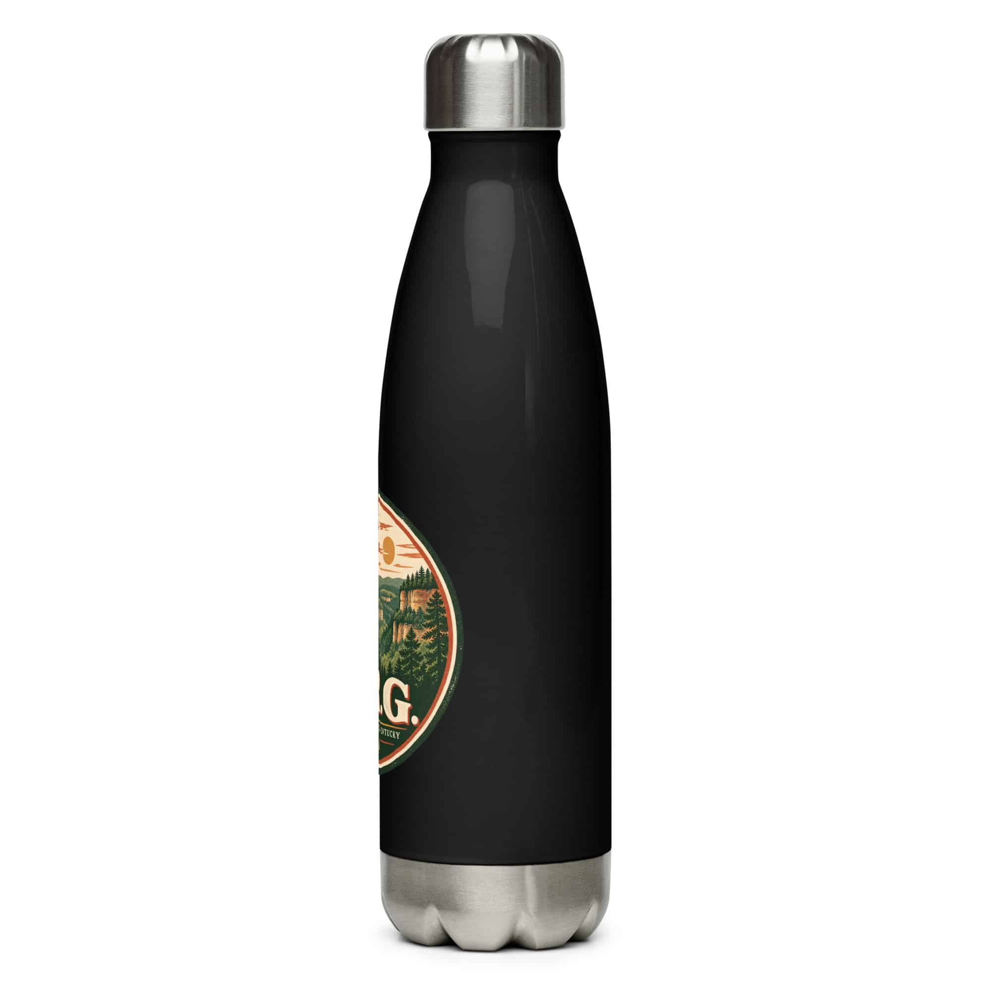Red River Gorge Stainless Steel Water Bottle: R.R.G, Vintage Round Badge
