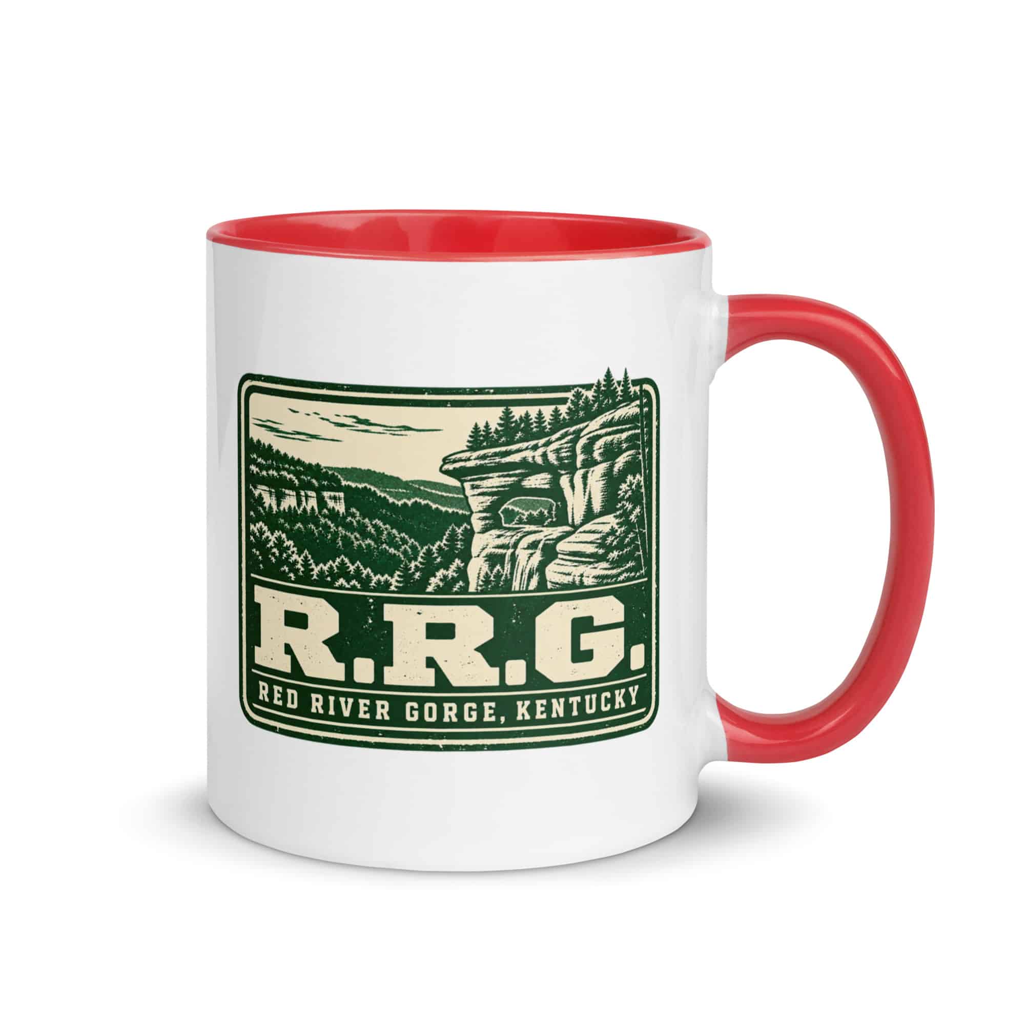 Red River Gorge Color Inside Coffee Mug: R.R.G, Forest Ink Stamp