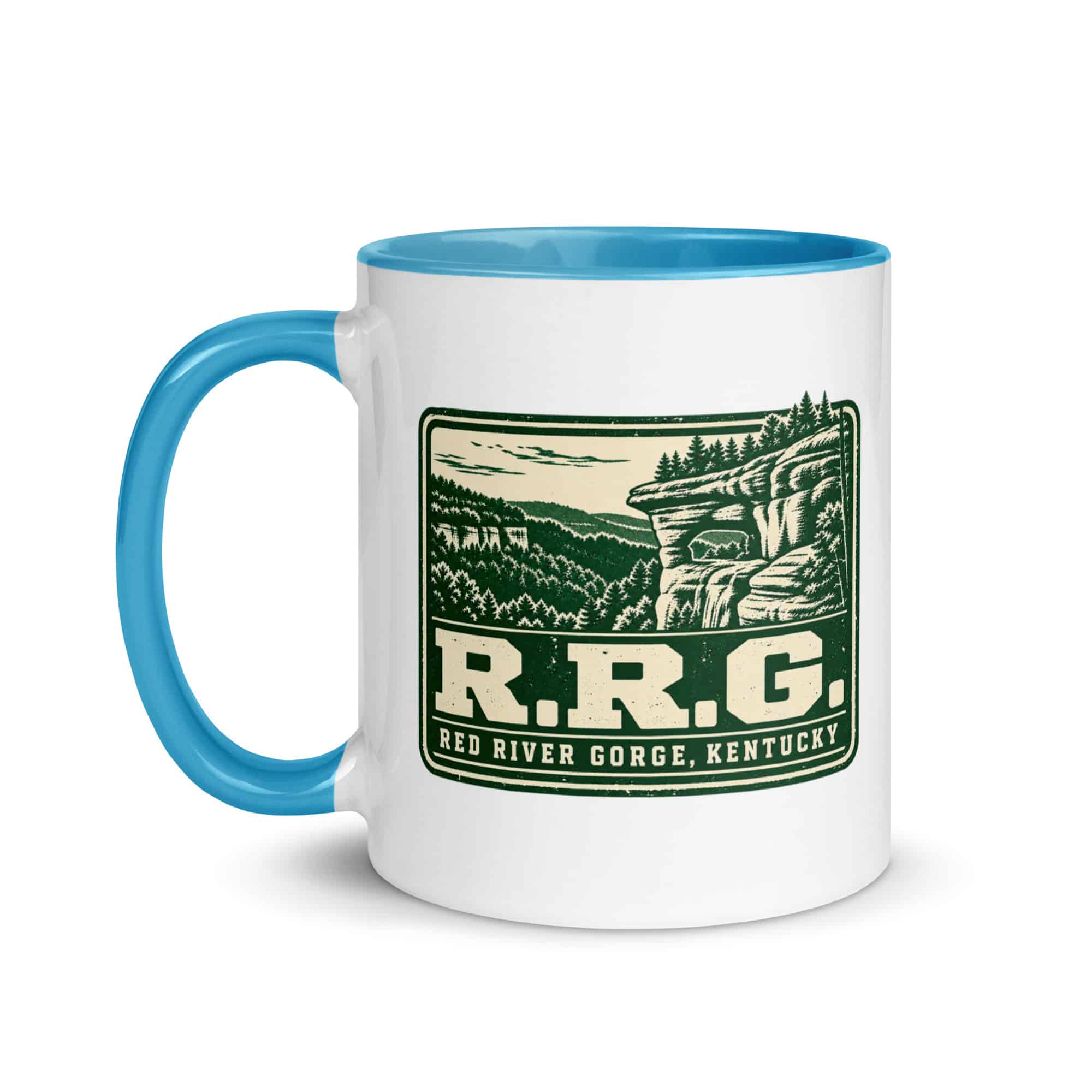 Red River Gorge Color Inside Coffee Mug: R.R.G, Forest Ink Stamp