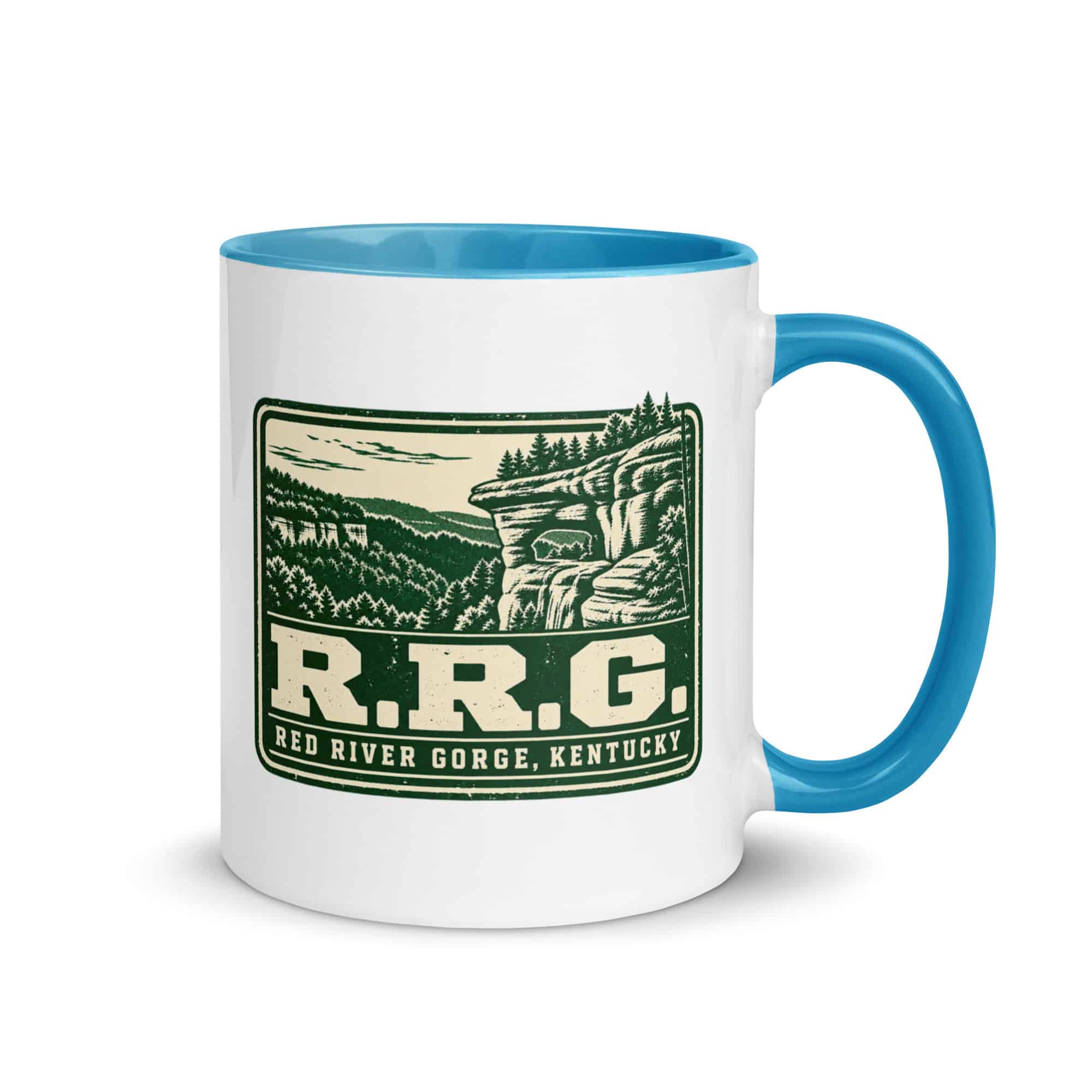 Red River Gorge Color Inside Coffee Mug: R.R.G, Forest Ink Stamp