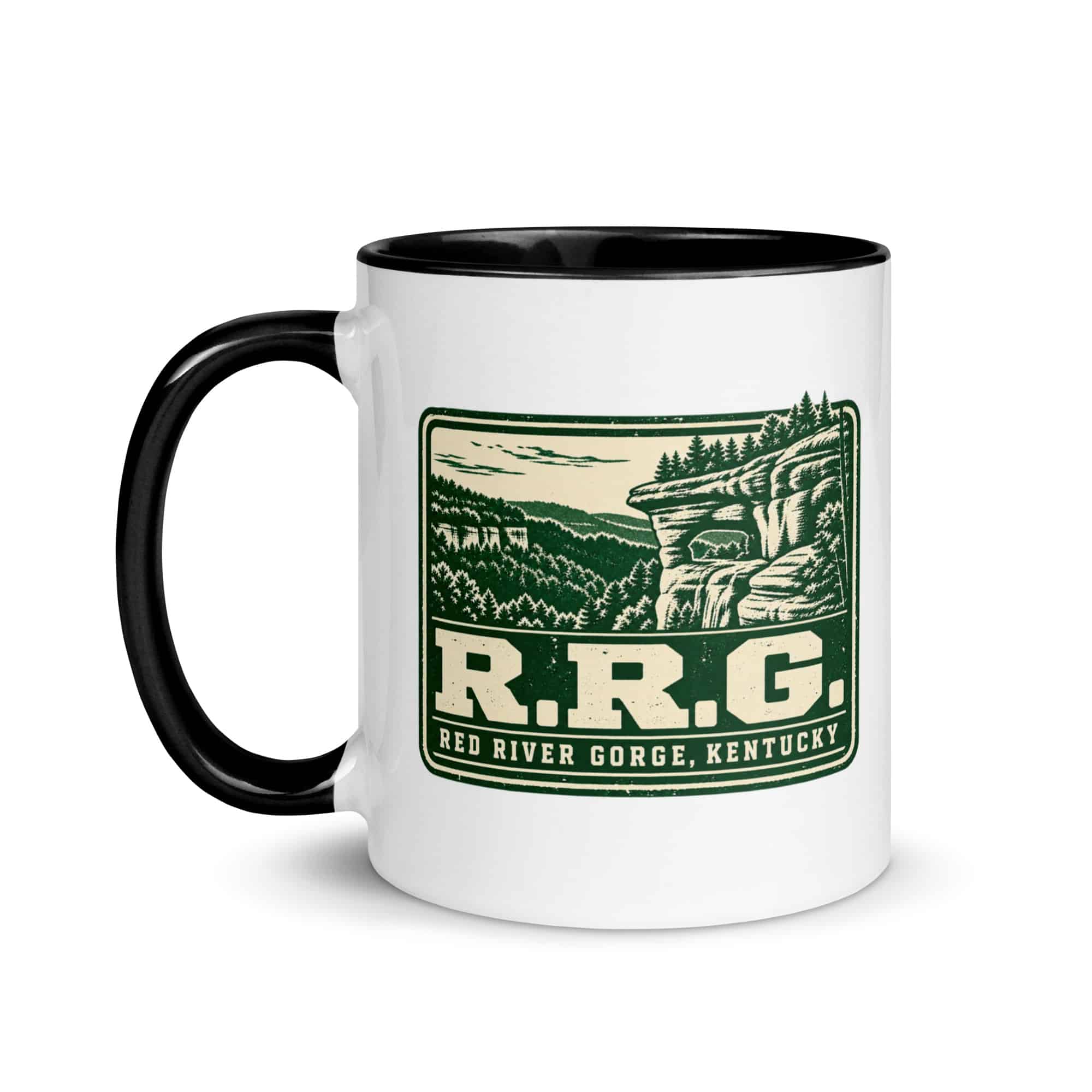 Red River Gorge Color Inside Coffee Mug: R.R.G, Forest Ink Stamp