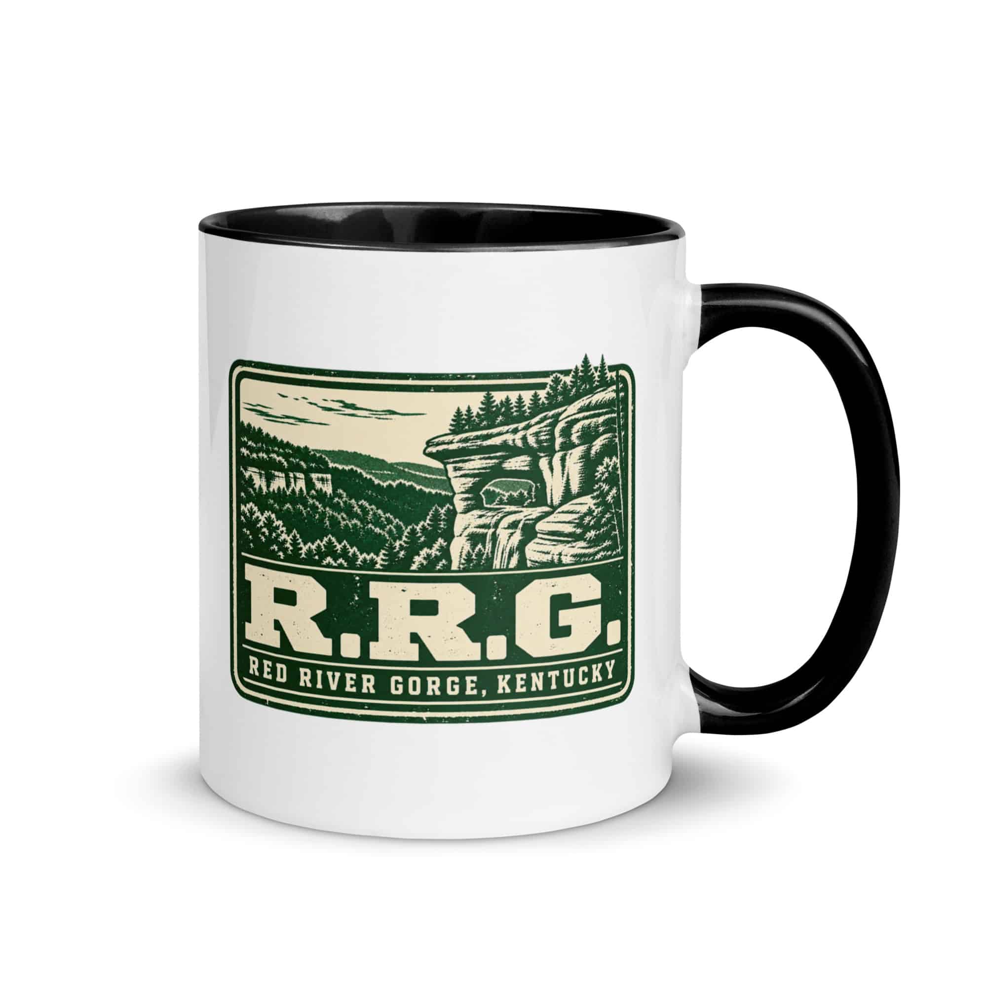 Red River Gorge Color Inside Coffee Mug: R.R.G, Forest Ink Stamp